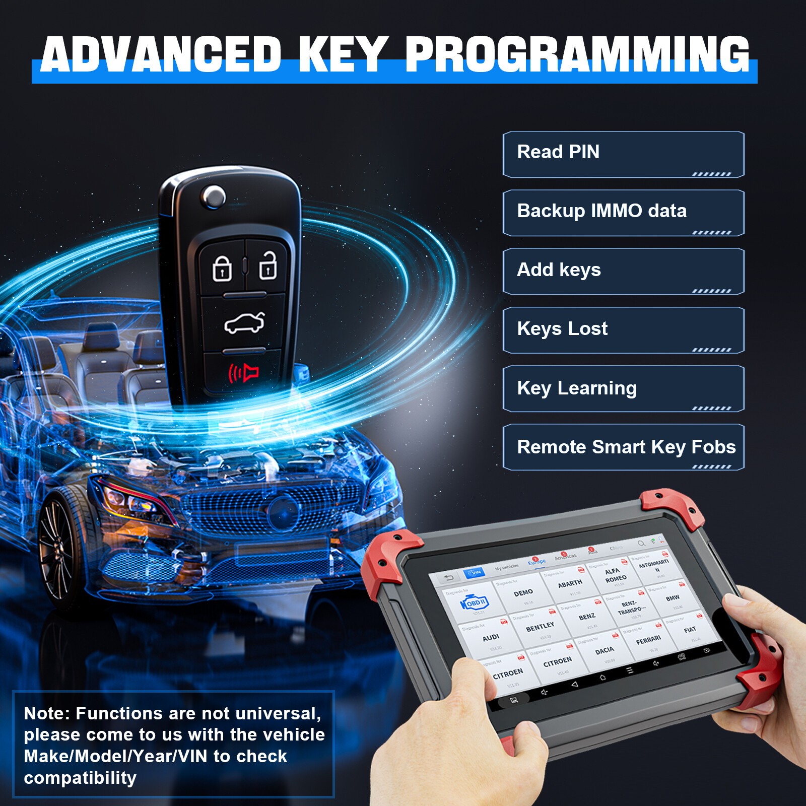XTOOL D7 V2.0 Bidirectional OBD2 Scanner Diagnostic Key Programmer 36+Services