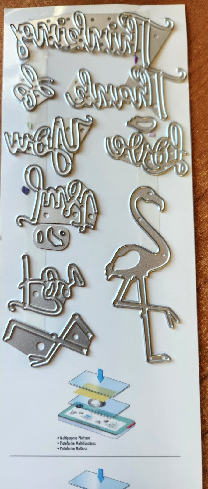 NEW Sizzix THINLITS DIES Jen Long PHRASES - THANK YOU & FLAMINGO Thinking Love