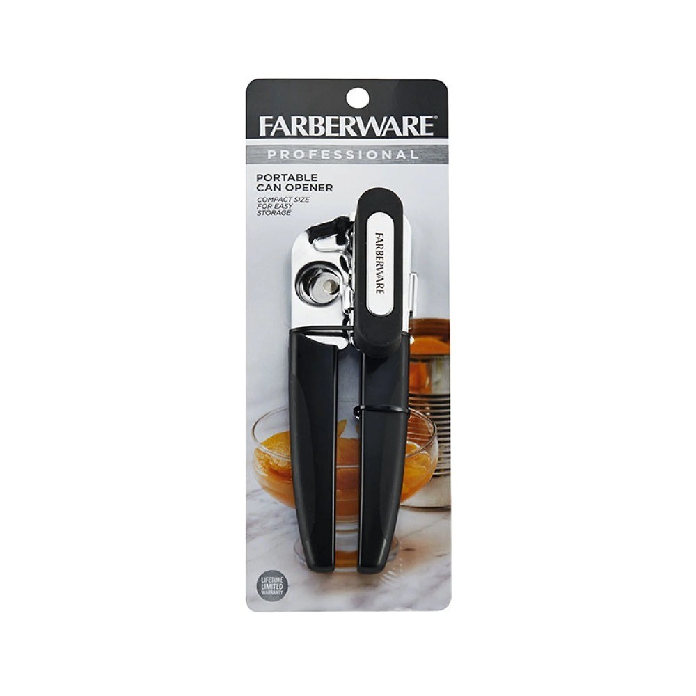 Portable Stainless Steel Can Opener with Black Handle