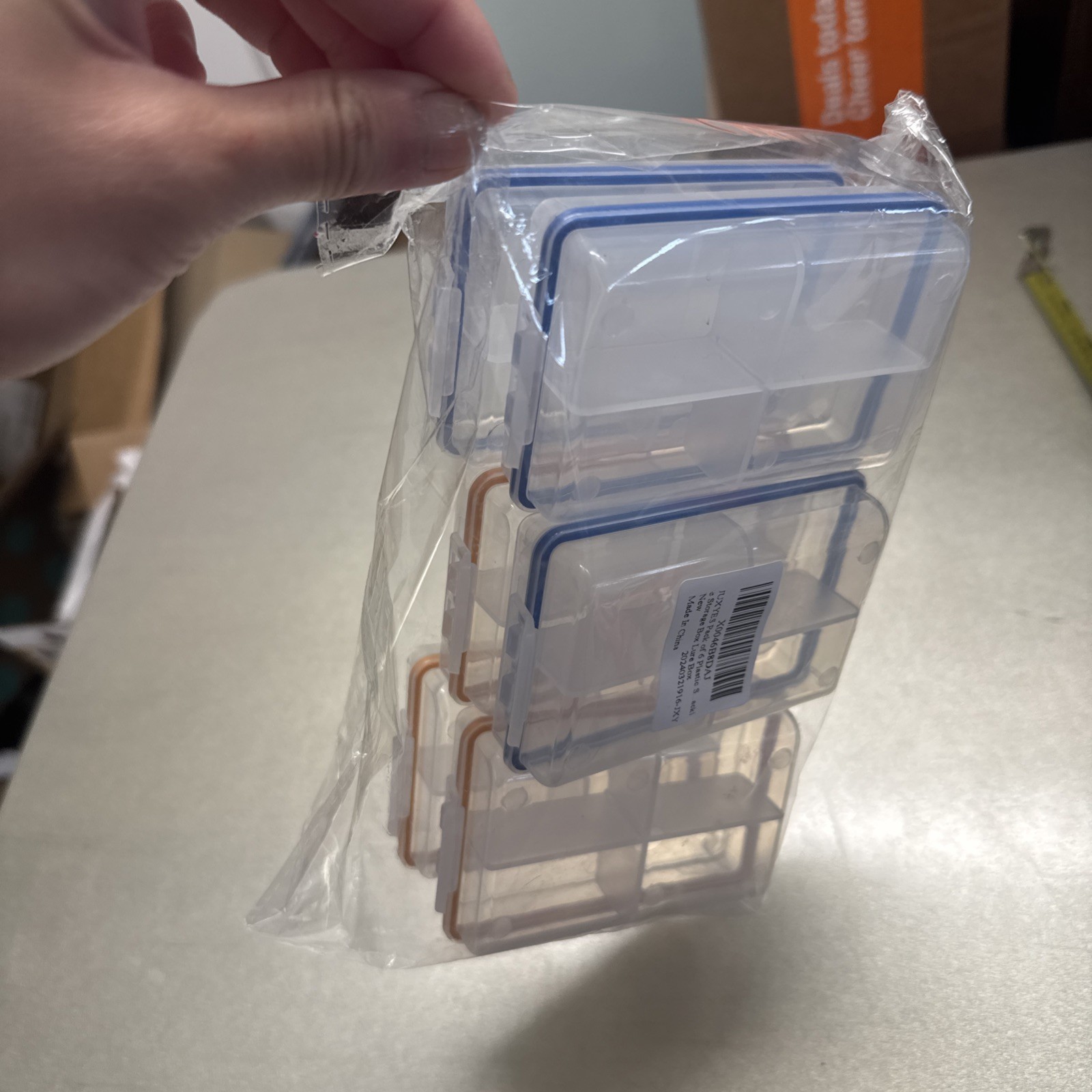 6 Pcs Clear Plastic Organizer Box Case 4 Grids Jewelry Storage Container 3.75”