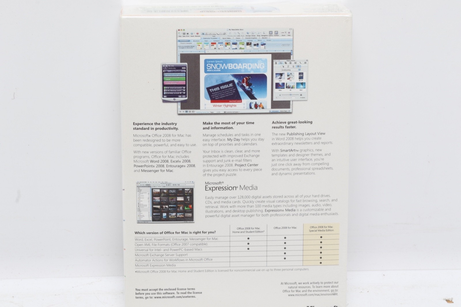 Microsoft Office Mac 2008 with expression media New Sealed