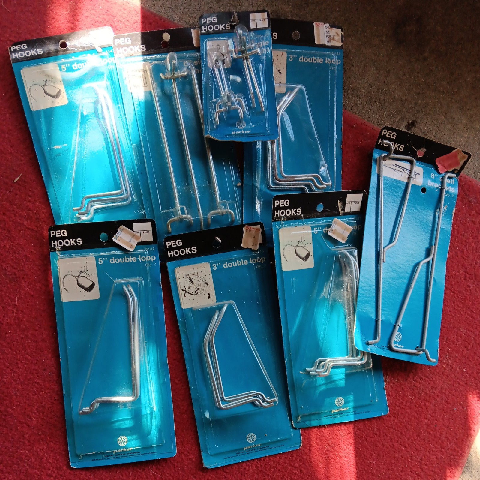 NEW IN PKG Chrome  Peg board Hooks Lot Of 19  Hangers