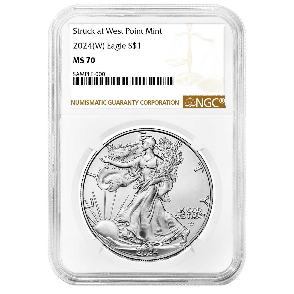 2024 (W) $1 American Silver Eagle NGC MS70 Brown Label