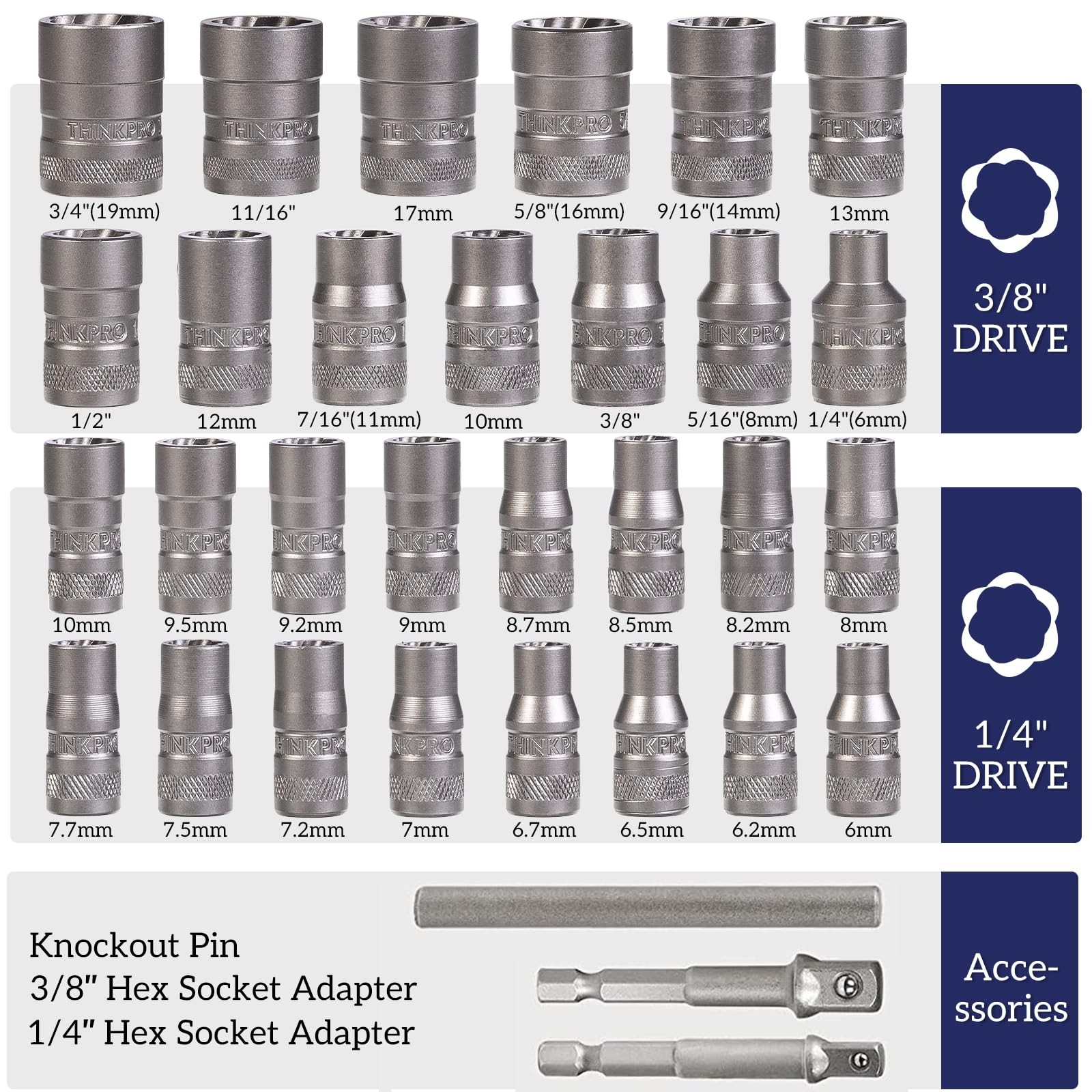 Thinkpro Bolt Extractor Kit, 32PCS Rounded Remover, 32PCS, 32-piece