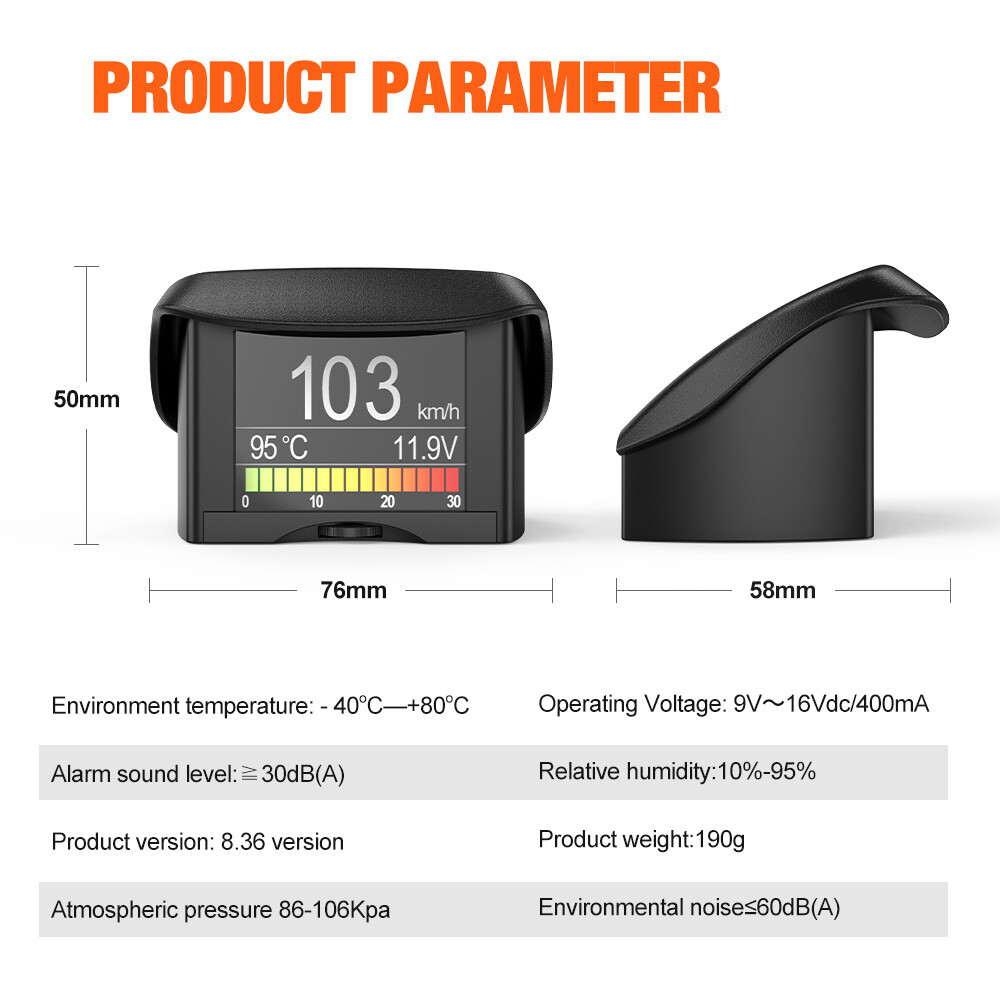 ANCEL A202 Car Computer Display Speed Fuel Consumption Temperature Gauge Battery