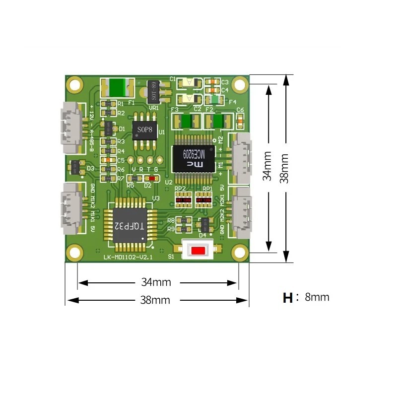 Mini RS485 Two Way DC Motor Drive Module Compatible PELCO-D Protocol