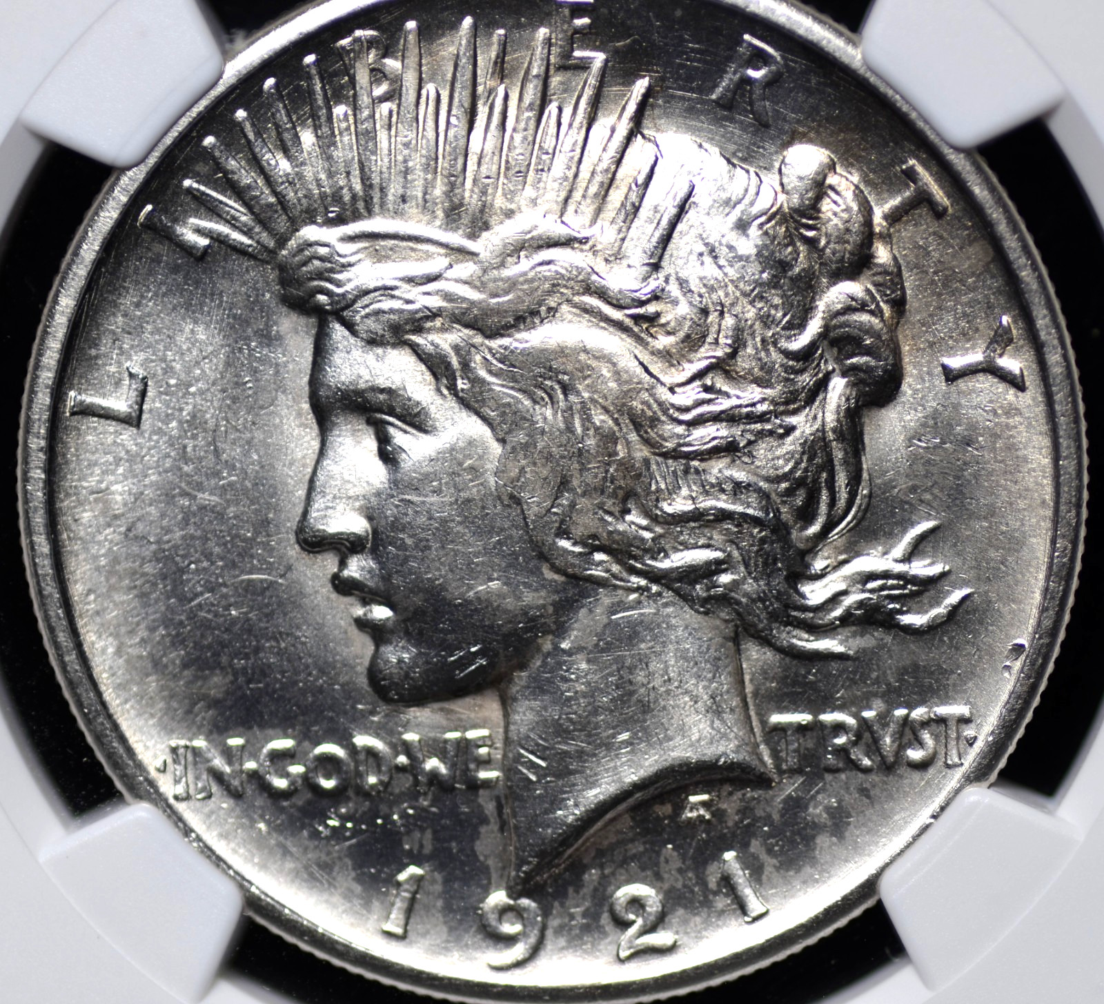 1921 PEACE DOLLAR HIGH RELIEF NGC MS62 BRIGHT AND FLASHY ALL WHITE SILVER LUSTER