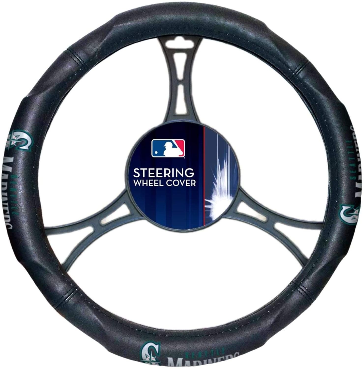Seattle Mariners Premium Steering Wheel Cover, Rubber Grip, Made to fit 14.5-15.
