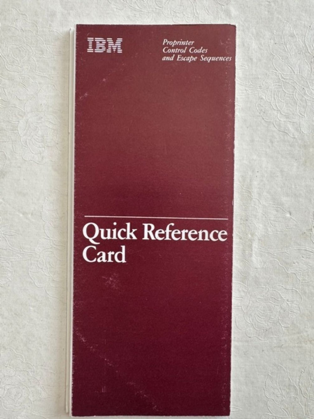 Vintage IBM ProPrinter Control Codes and Escape Sequence Quick Reference Card