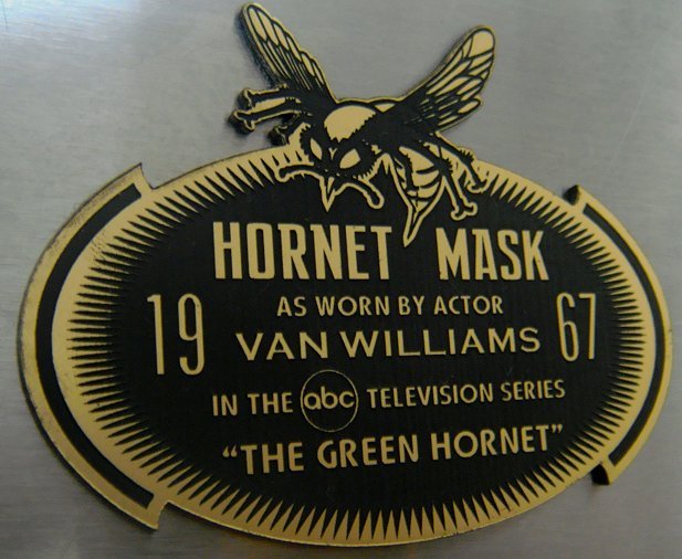 CUSTOM 1967 GREEN HORNET MASK DISPLAY NAME PLATE TV SERIES