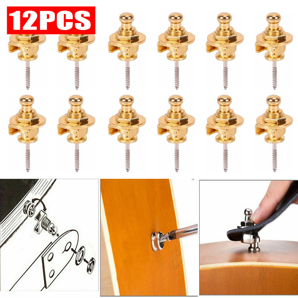 4-12 PCS Chrome Round Head Strap Locks Buttons for Guitar Bass Style Parts ELH