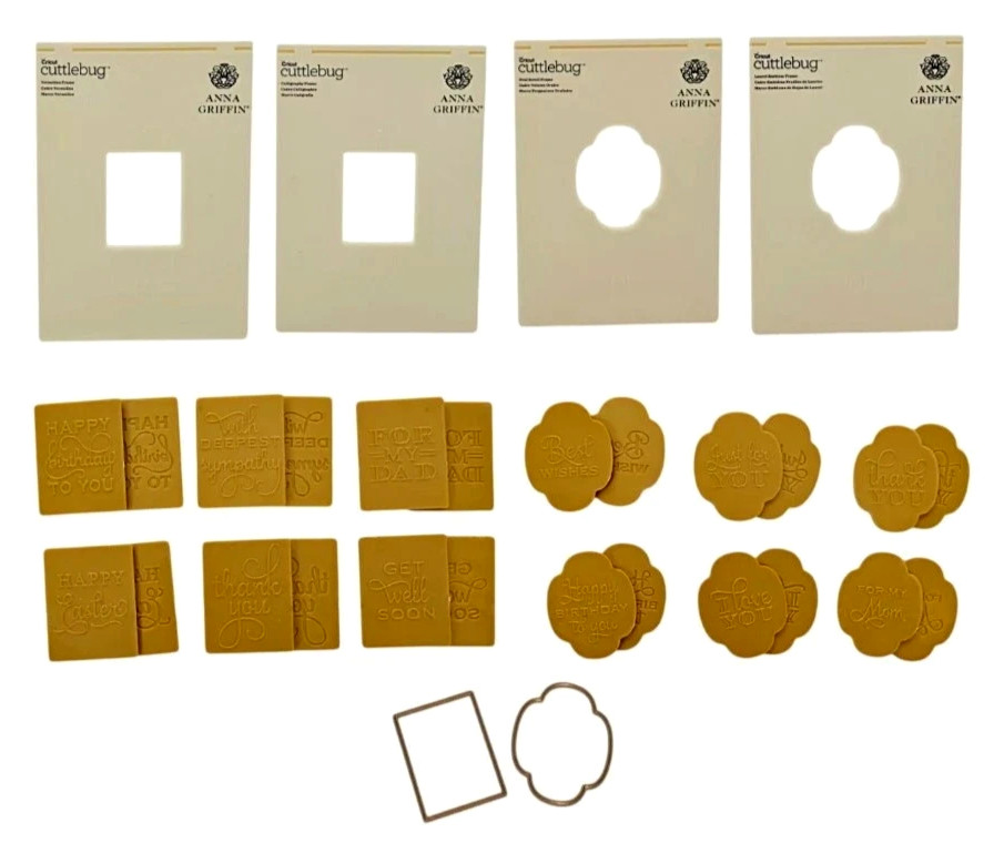 Anna Griffin MIX & MATCH EMBOSSING FOLDER SET with 12 Sentiment Inserts & 2 Dies