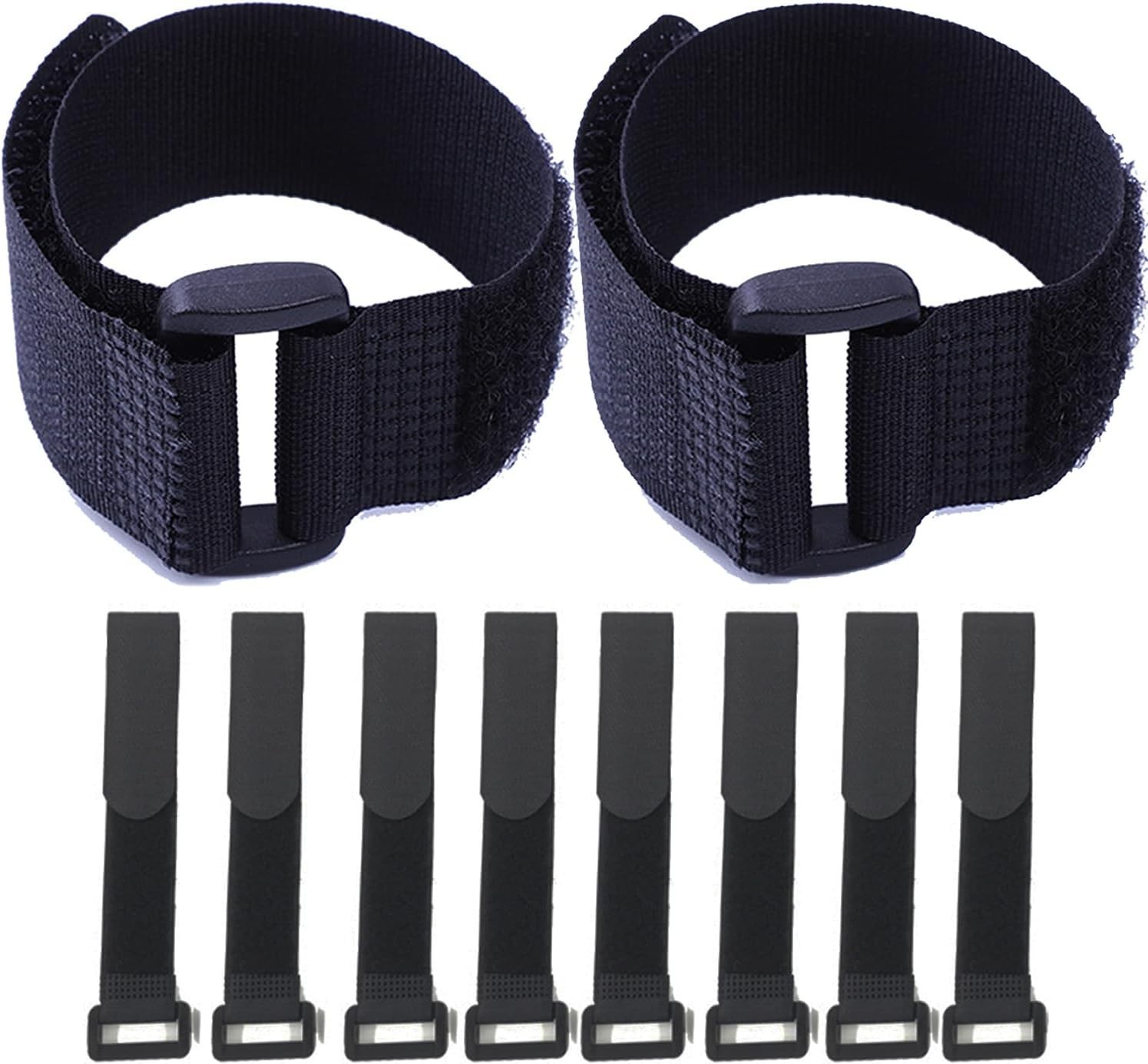 HUAPX Fastening Hook and Loop Cable Straps,10Pack Black 1" x 16",