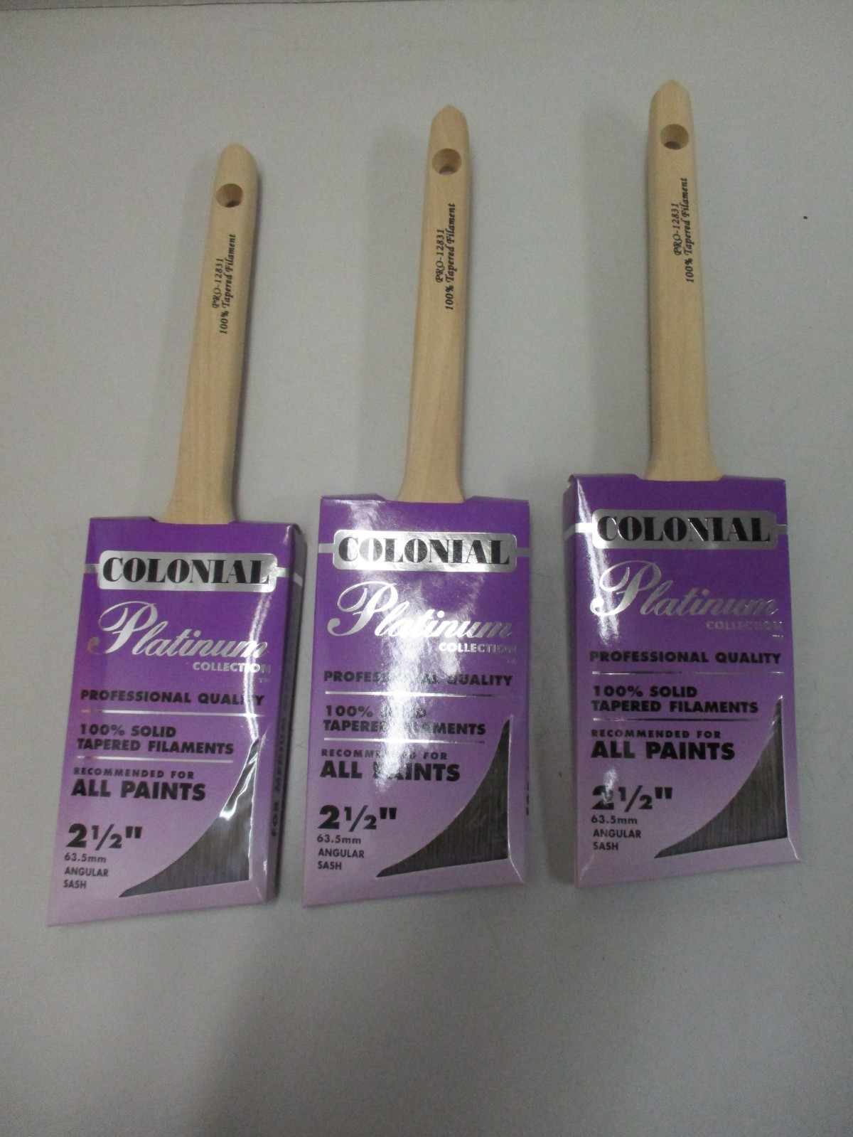 3 Colonial Platinum 2-1/2" Paint Brushes