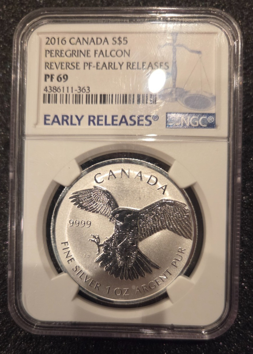 2016 Canada $5 Peregrine Falcon NGC PF69 Reverse Proof- Early Releases