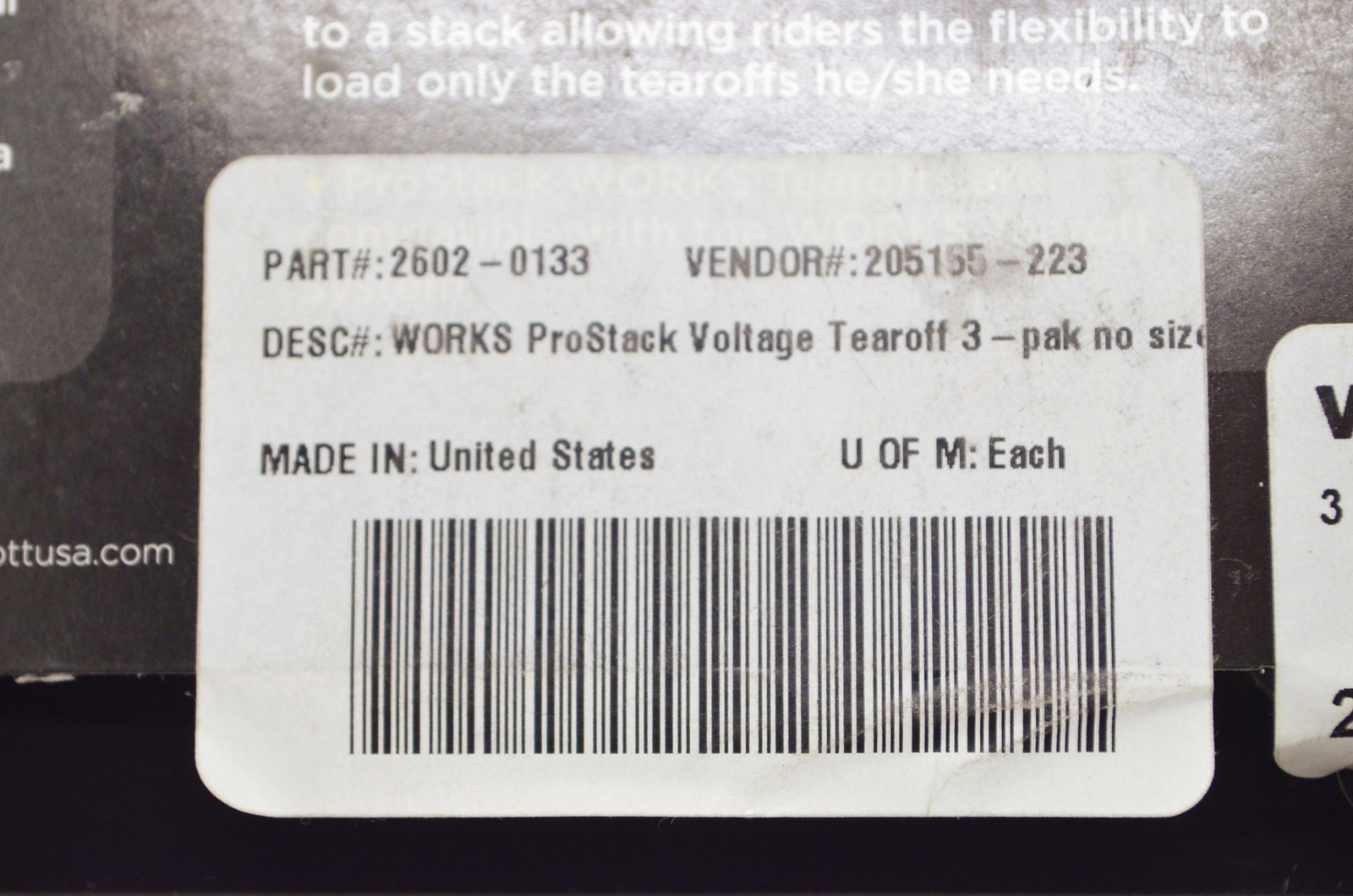 Scott 2602-0133 Tear Offs Pro Stack Lens Qty 9 NOS