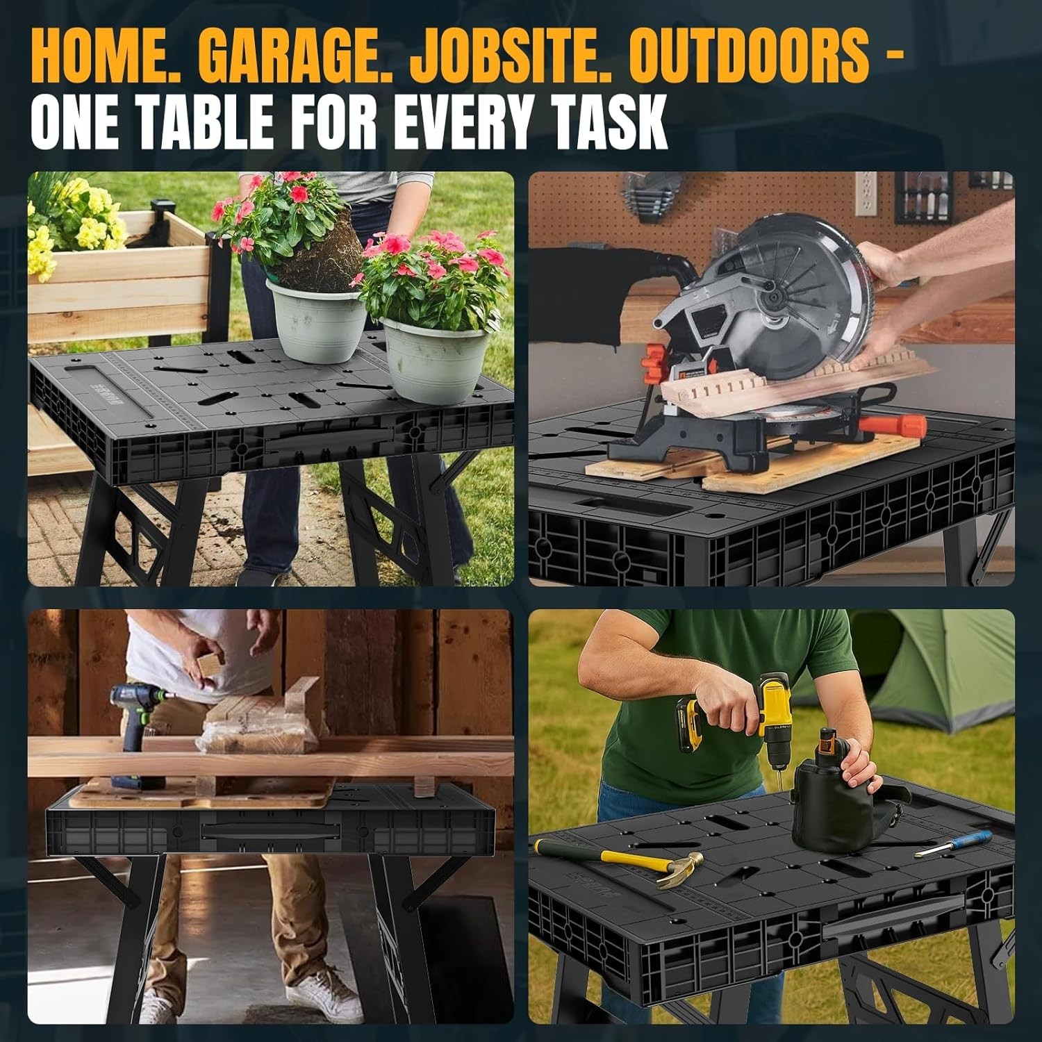 Lightweight Folding Workbench - 34" W x 24" D, Perfect for Home & Work