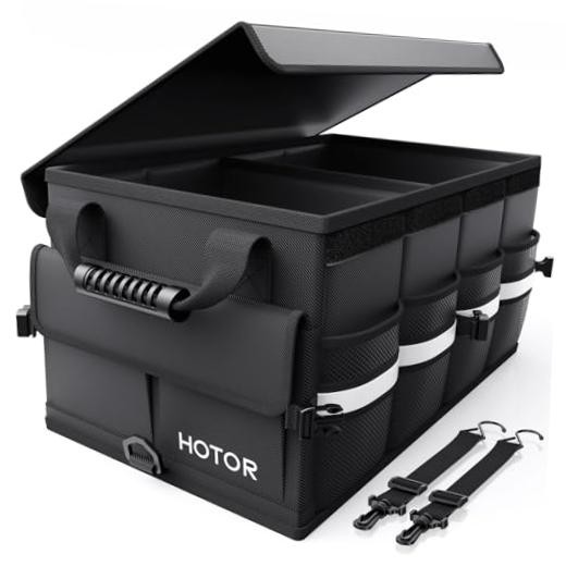 Car Trunk Organizer - Foldable Trunk Organizer for SUV, Car Medium Black