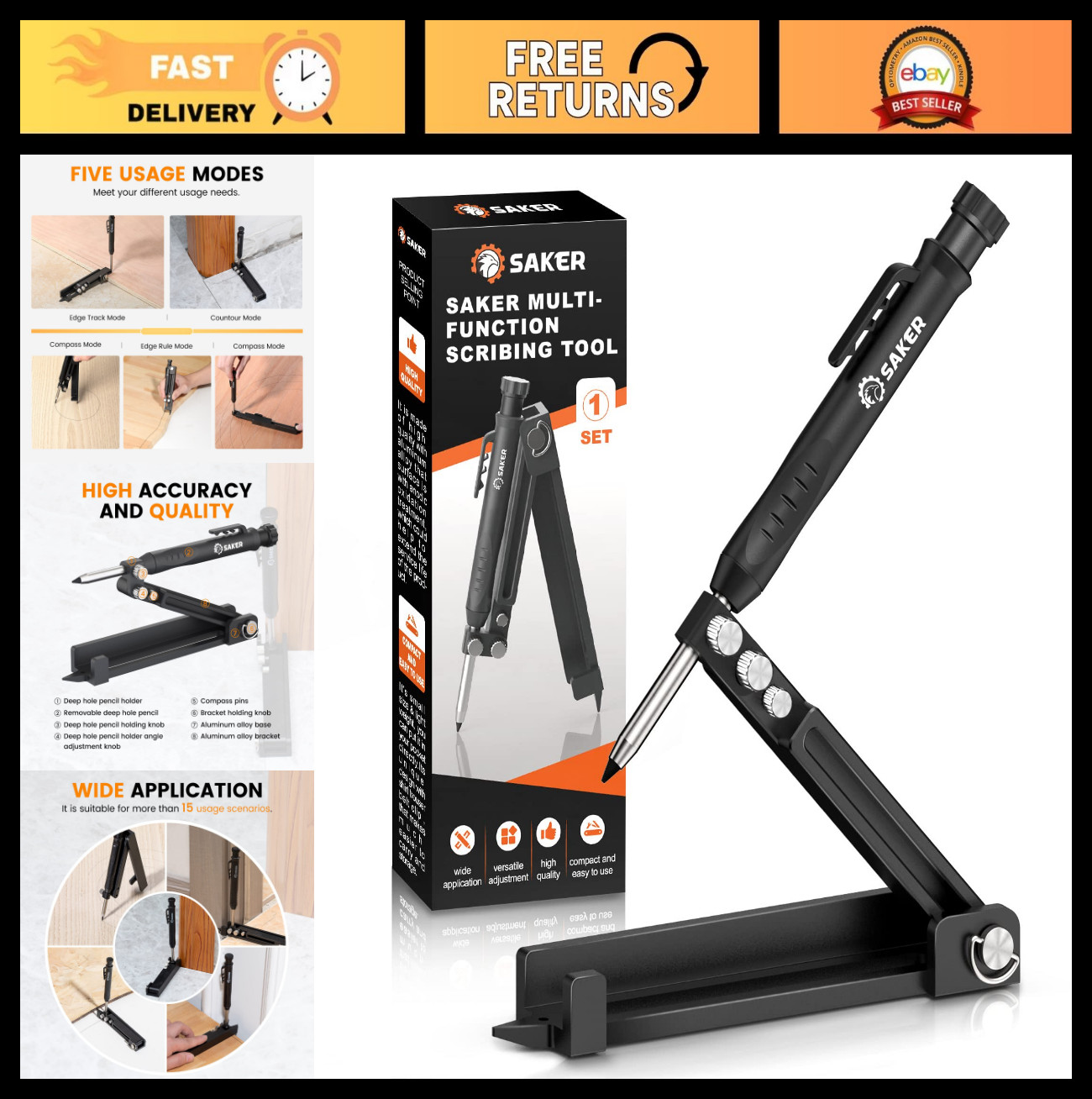 Multi-Function Scribing Tool - Aluminum Alloy Construction Pencil, Deep Hole Gau