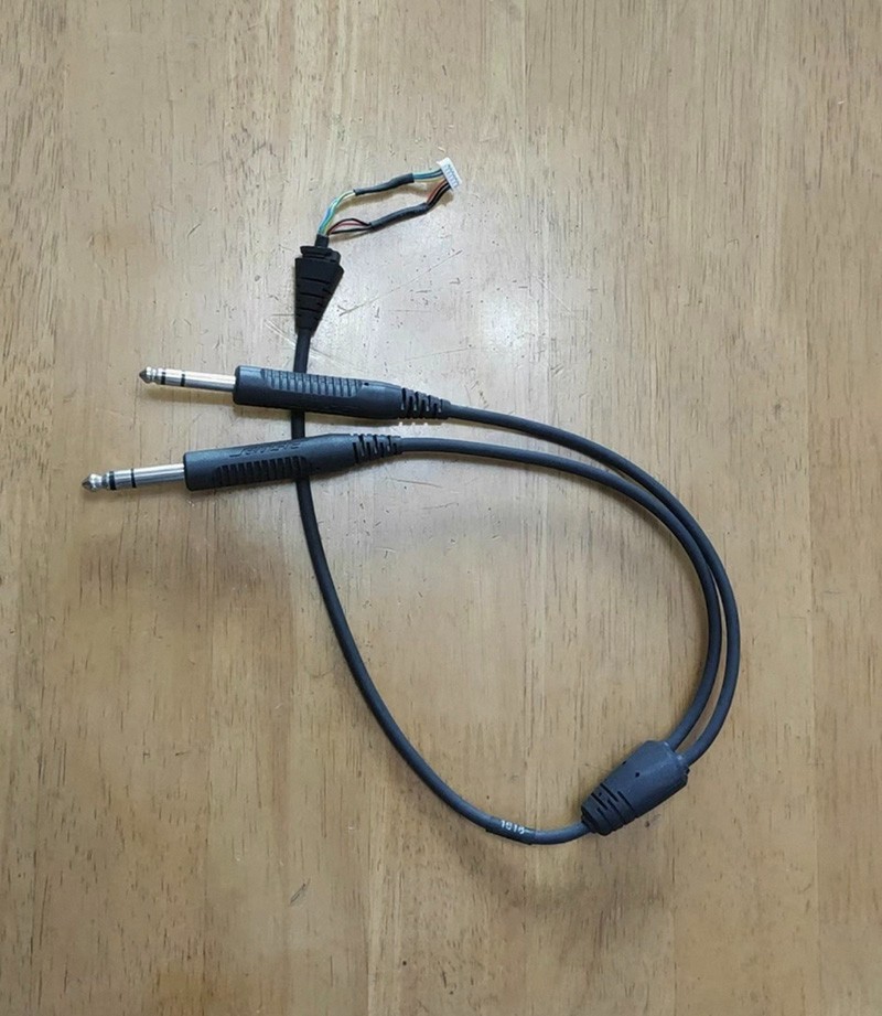 Genuine Bose A20 Aviation Headset Stereo Double Dual Plug Adapter Cable