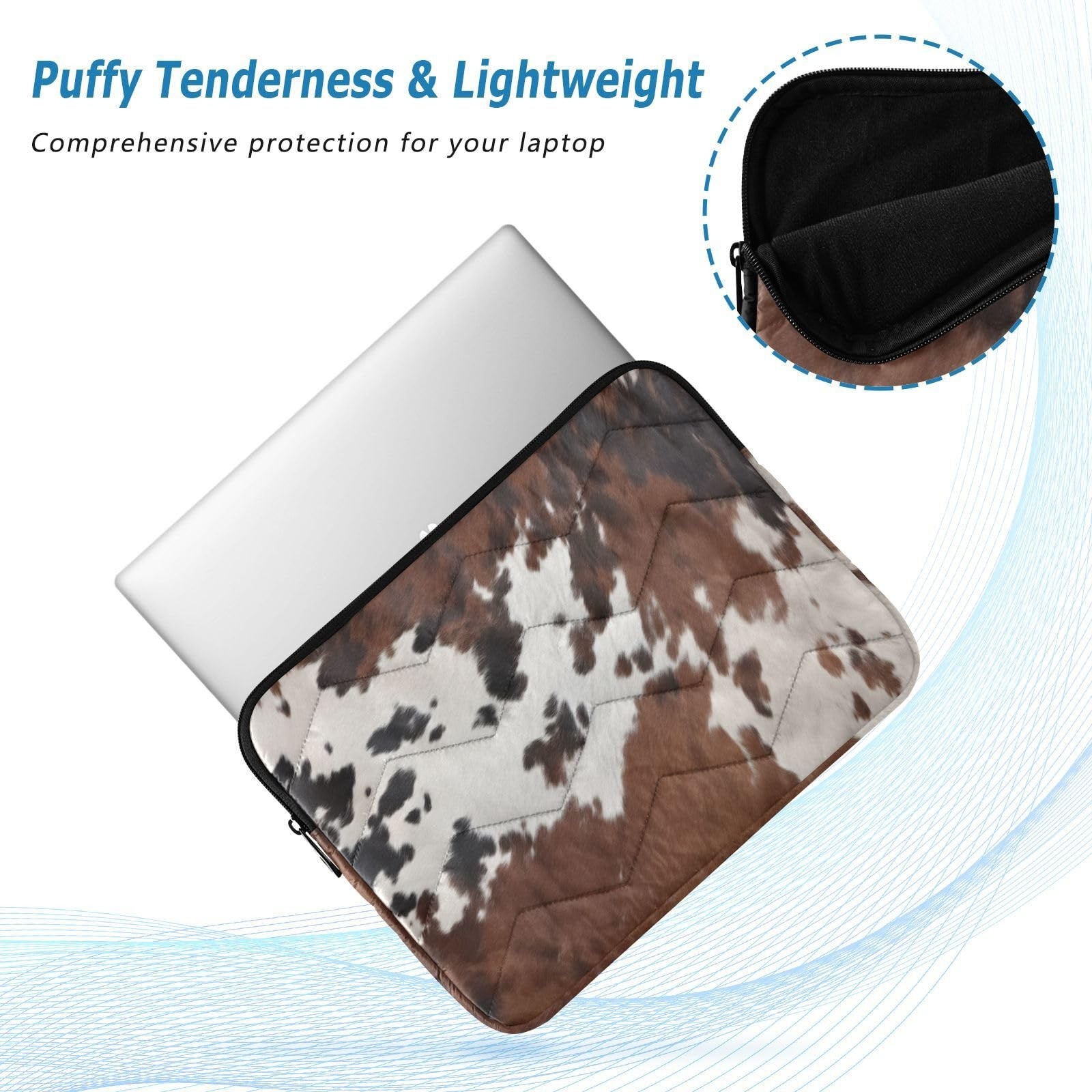 Cow Print Laptop Sleeve Bag Shockproof Protective Computer Carrying Case for ...