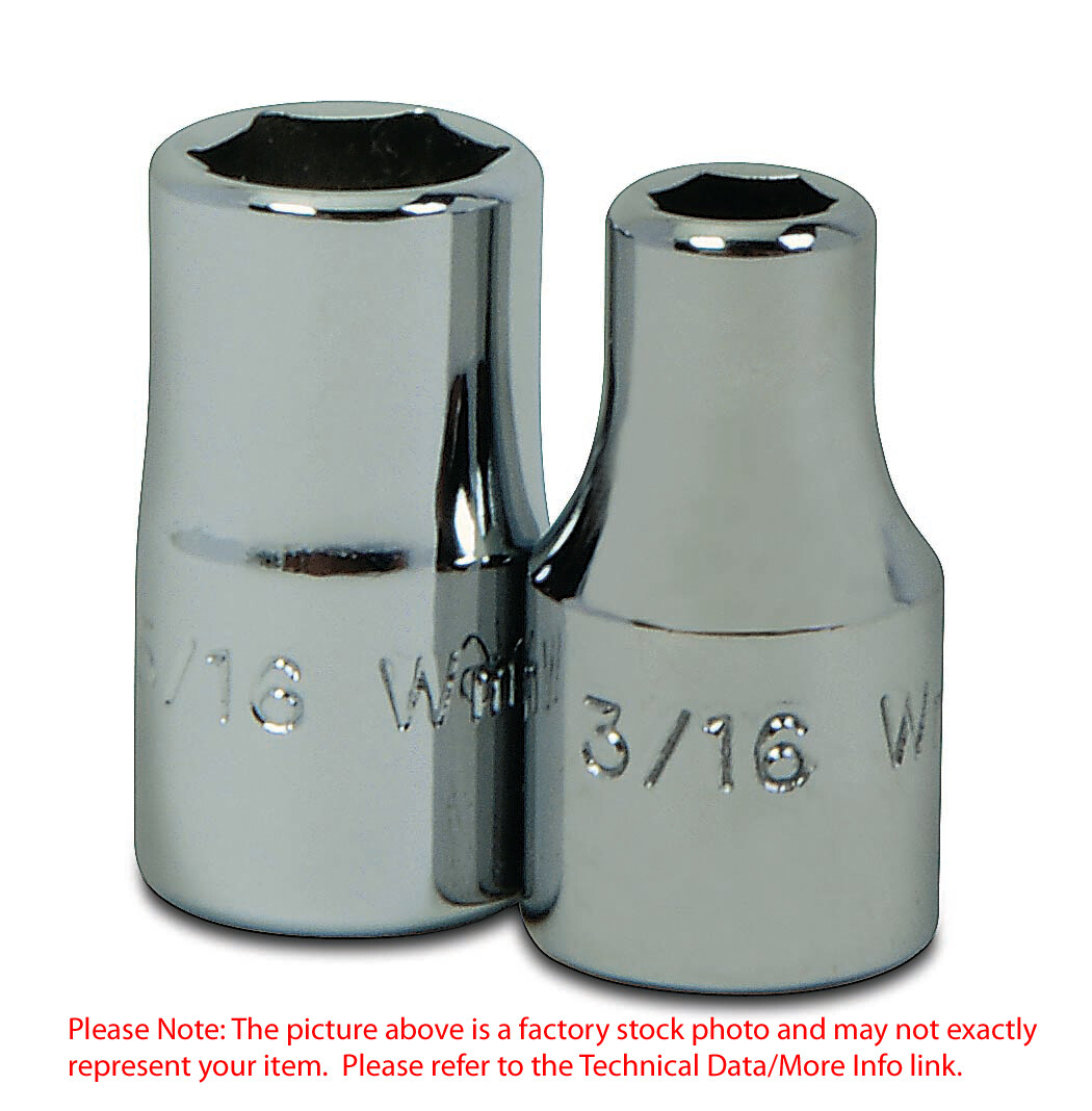 1/8" Shallow Supertorque Socket, 6pt, 1/4"Drive, Chrome. Williams USA JHWM-604