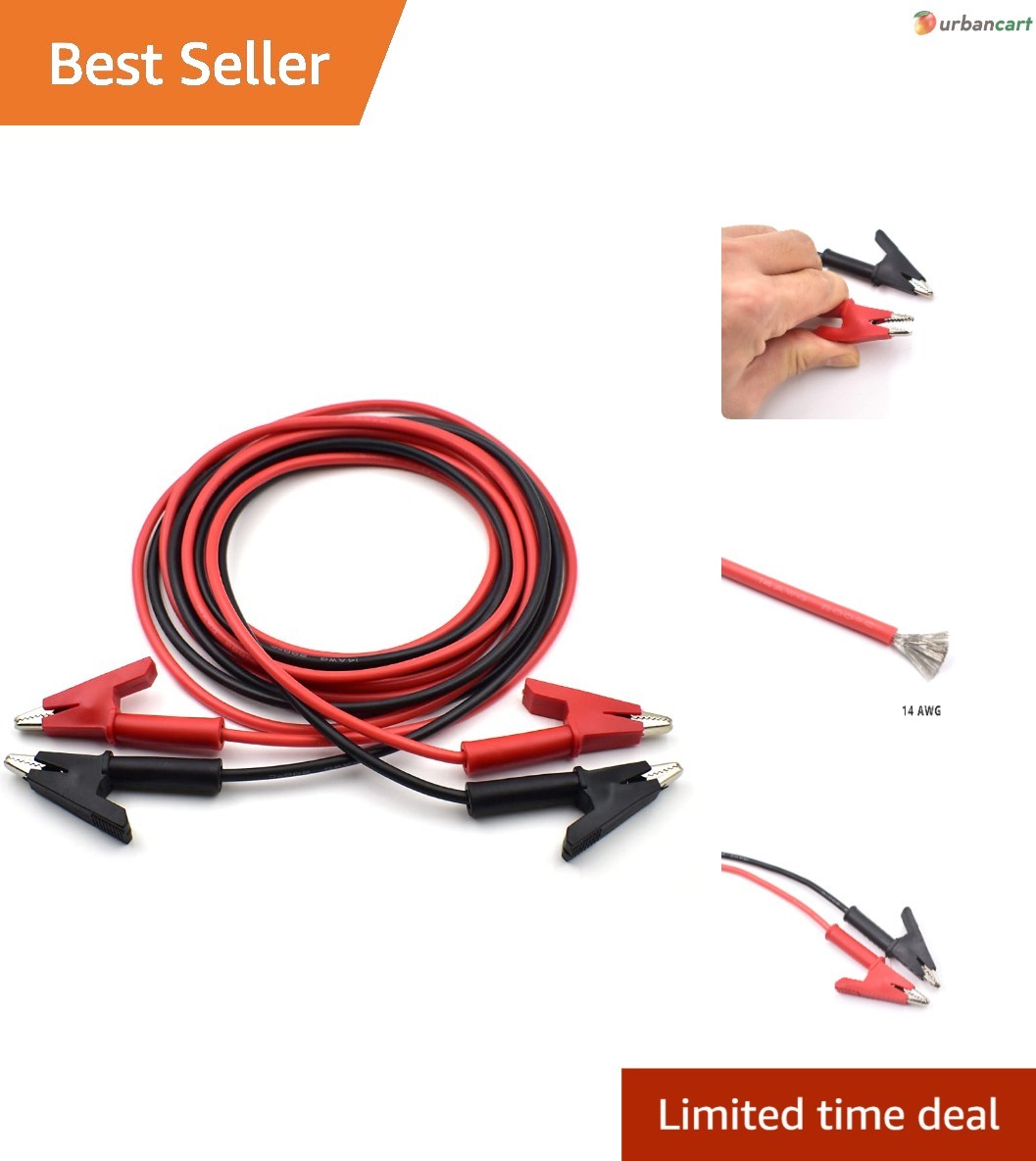 Heavy-Duty 14 AWG Alligator Clip  Leads - 6.6ft Dual-End Cables for Electrica...