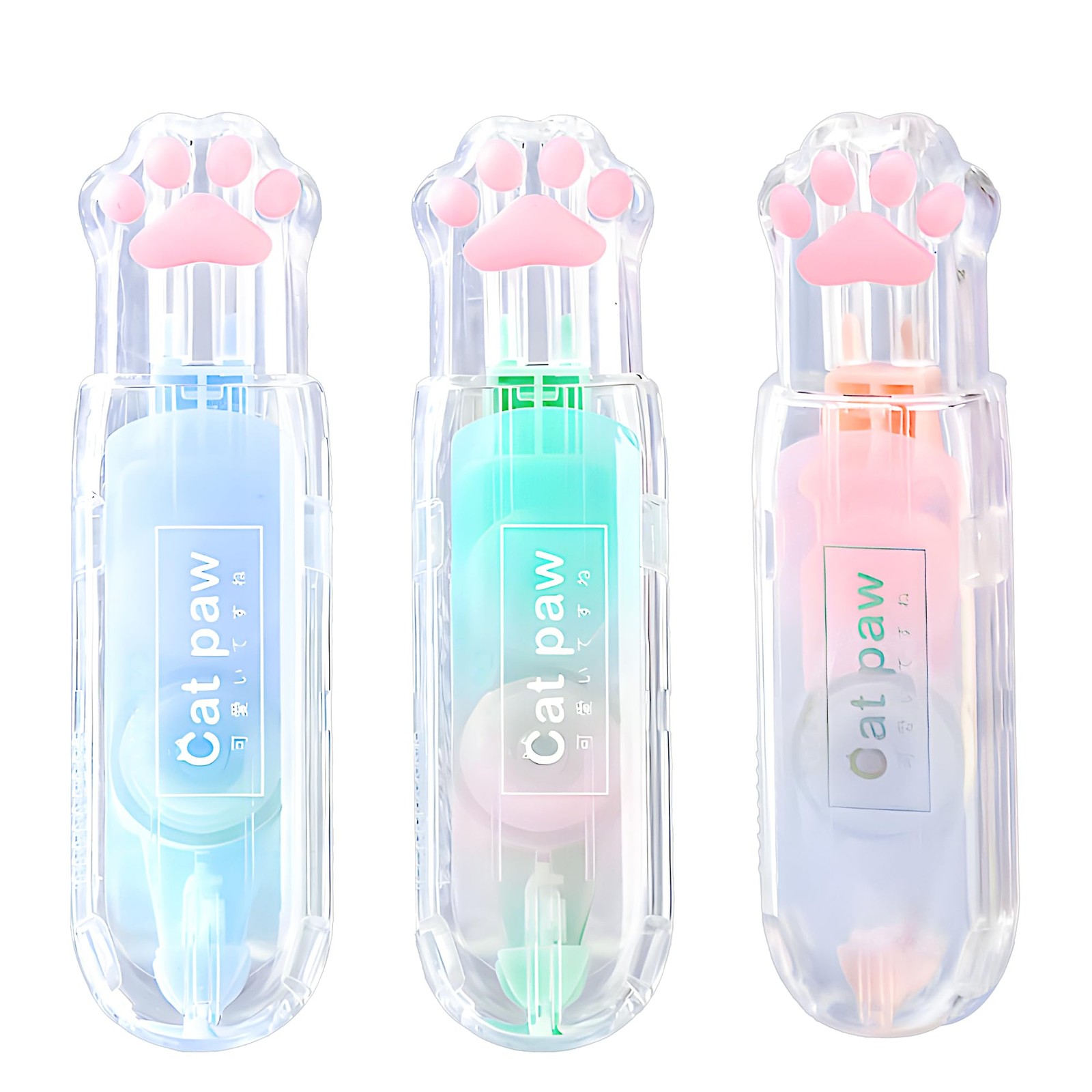 JUDENMEY 3Pcs Retractable White Correction Tape,Cute Cat Paw Correction Tape Pen