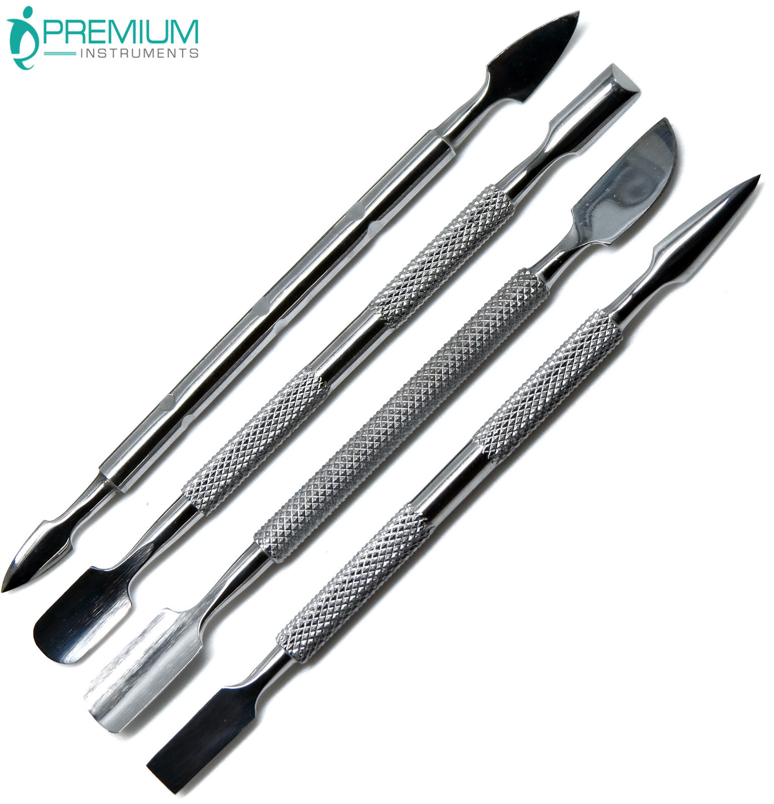 Set of 4 New Nail Pusher Cuticle Remover Manicure Pedicure Stainless Steel Tools