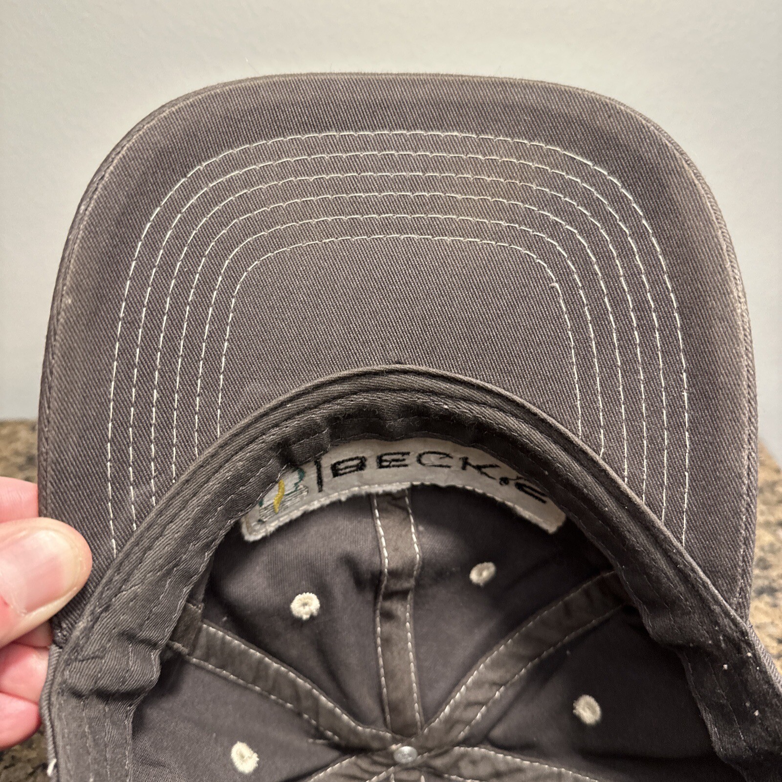 Beck’s One Size Fits All Gray with White Stitching Hook and Loop Hat