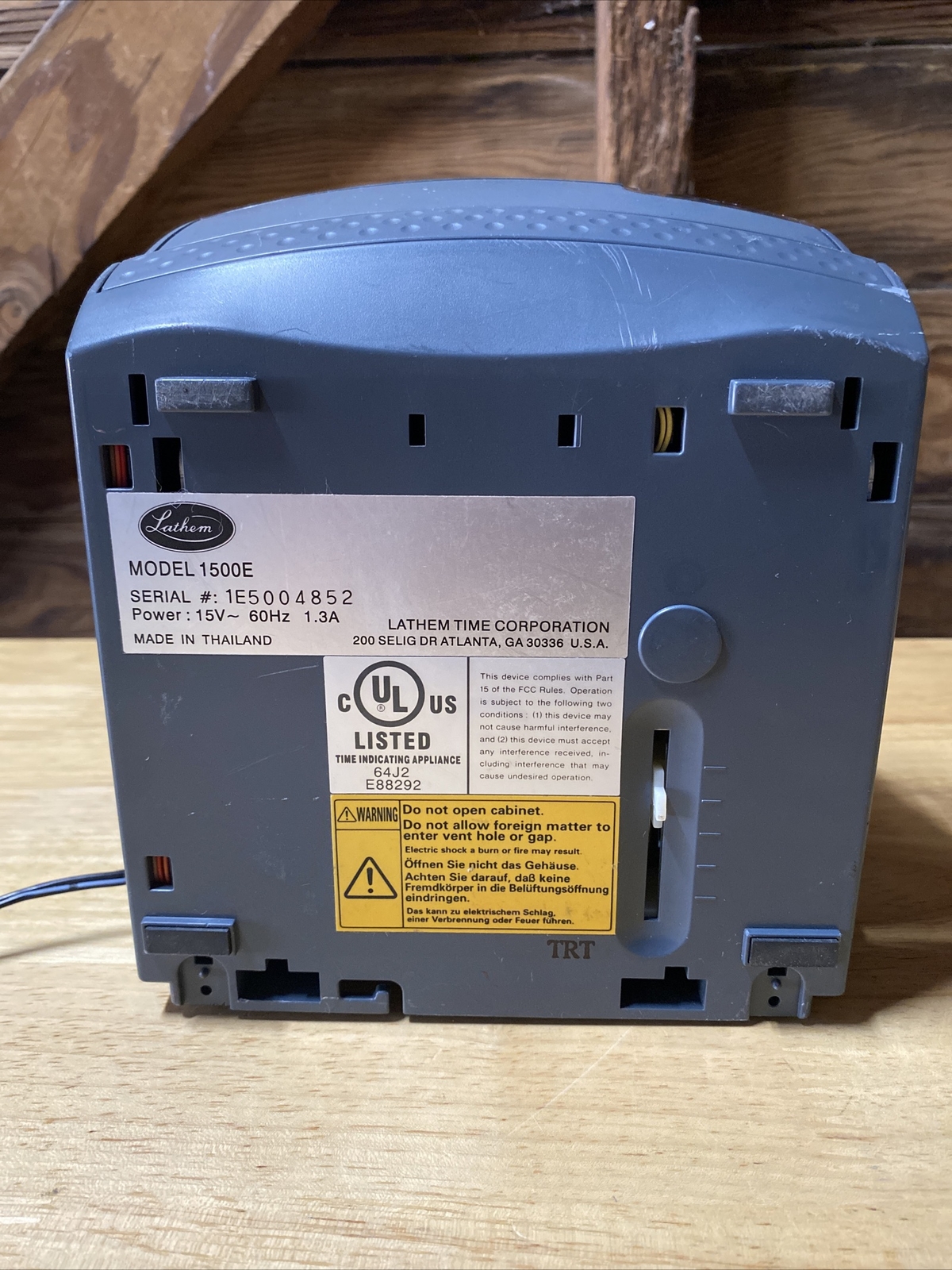 Lathem AtomicTime Time Clock 1500E Digital Time Recorder No Key