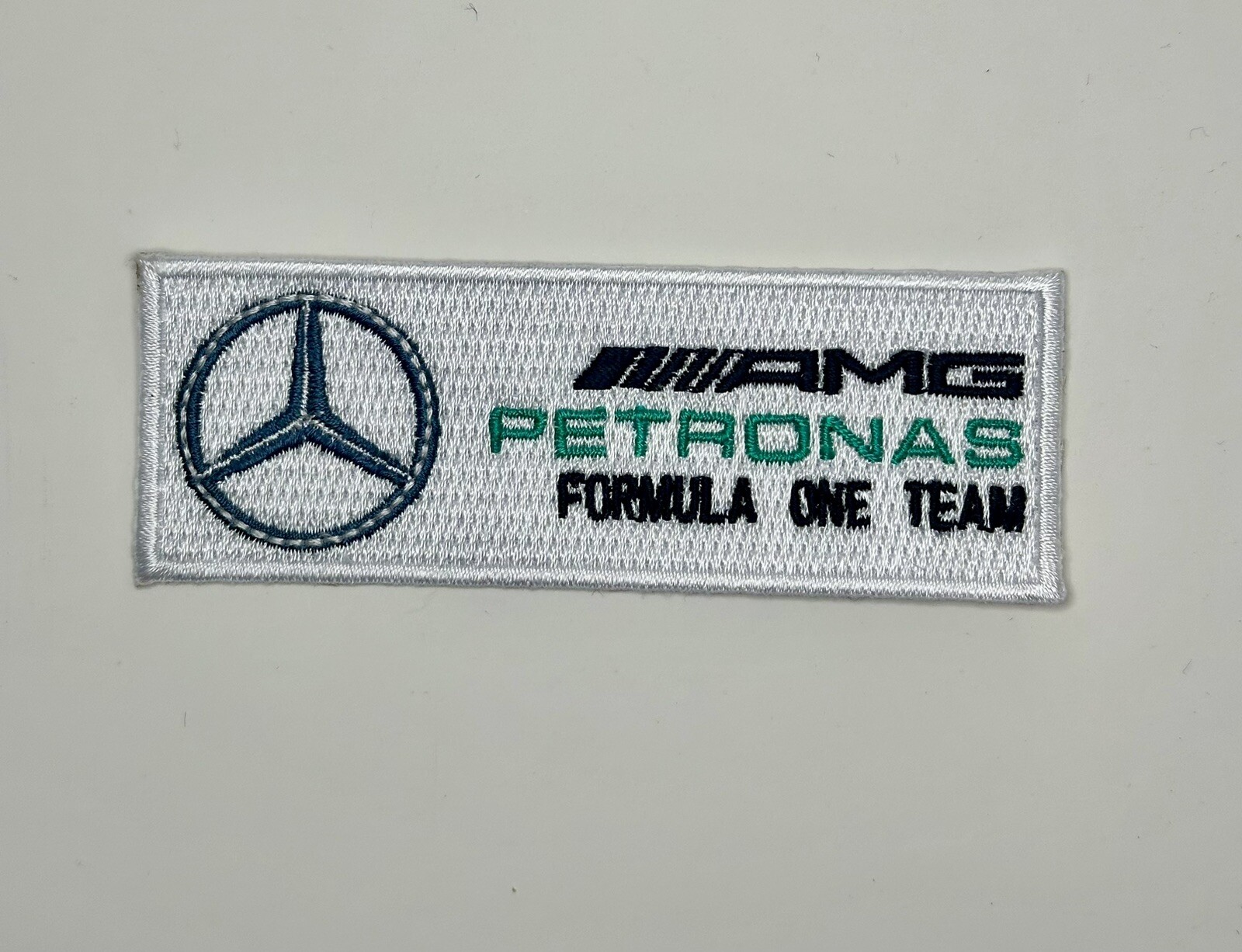 F1 MERCEDES 2 Pack WHITE And Black LOGO PATCH Iron on PATCH 3.5”