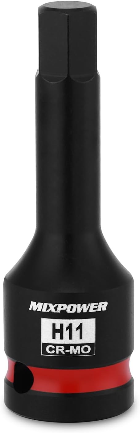 MIXPOWER 1/2" Drive 11mm Hex Impact Bit Socket, Allen 1/2Dr.11mm