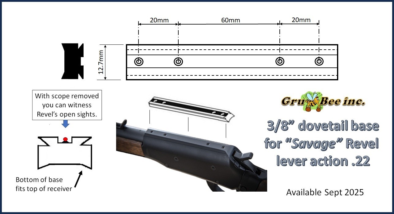 Savage Revel 22 rifle 3/8" dovetail 4.5" long Scope Base Rail