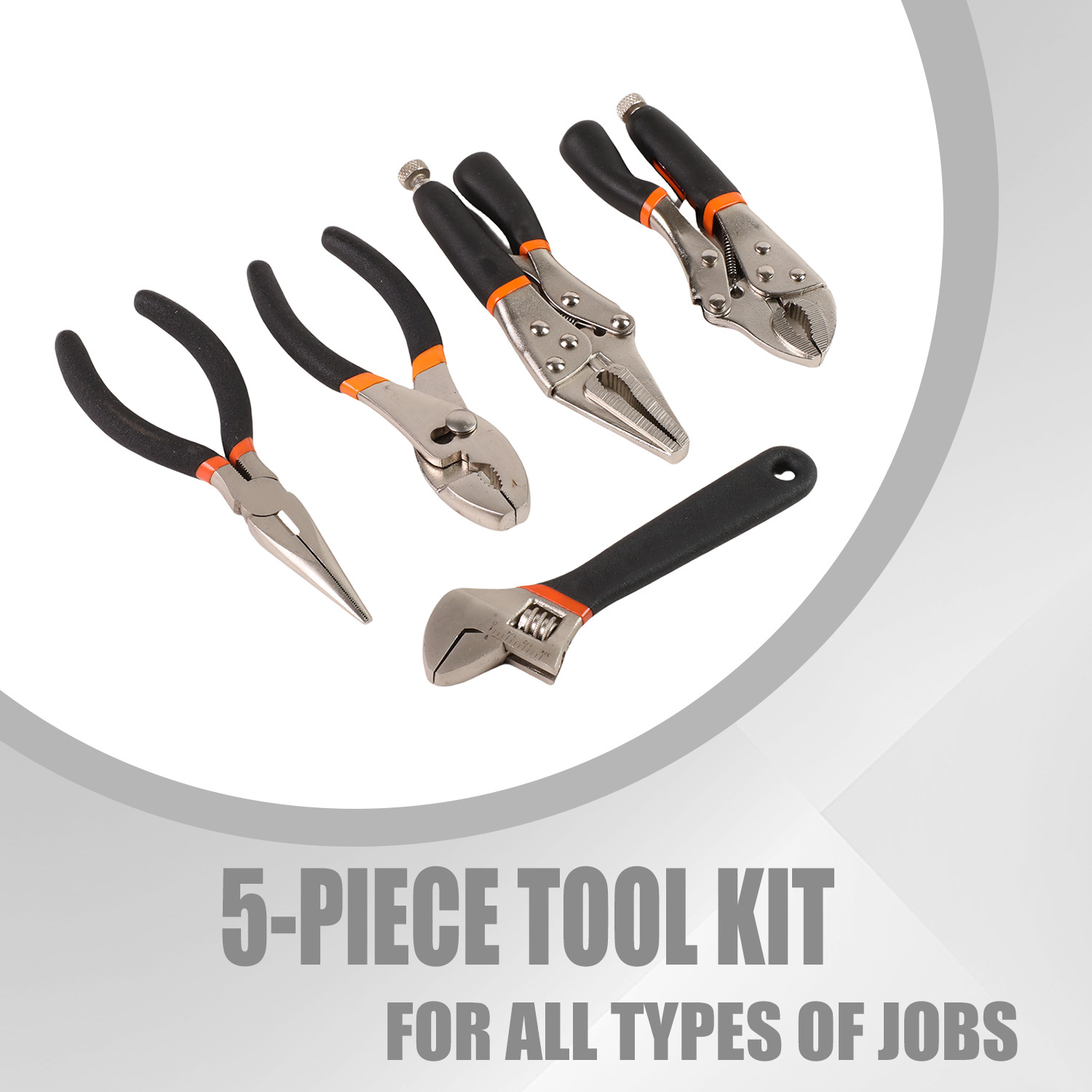ADJUSTABLE WRENCH+5PCS MULTIPURPOSE HEAVY DUTY HARDENED STEEL PLIERS TOOL SET