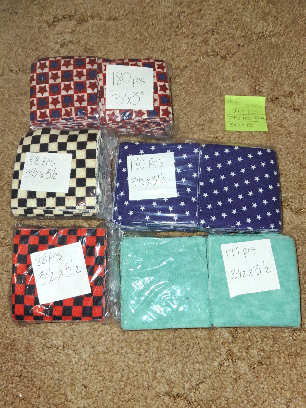 3.5 x 3.5 inch precut squares 100% cotton fabrics 745pcs total-see description