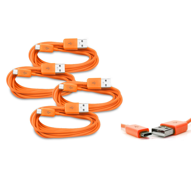 4X 10FT MICRO USB DATA POWER CHARGER CABLE CORD ORANGE DROID DNA HTC ONE MOTO X