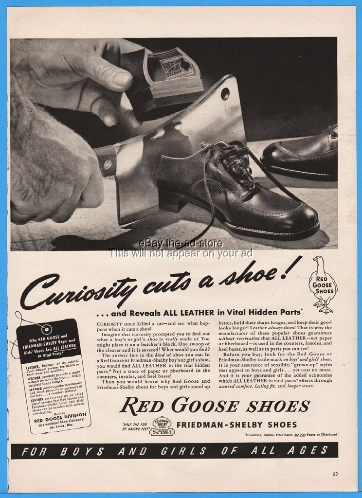 1942 Friedman Shelby Red Goose Shoes Men's Fashion Style St Louis MO Print Ad