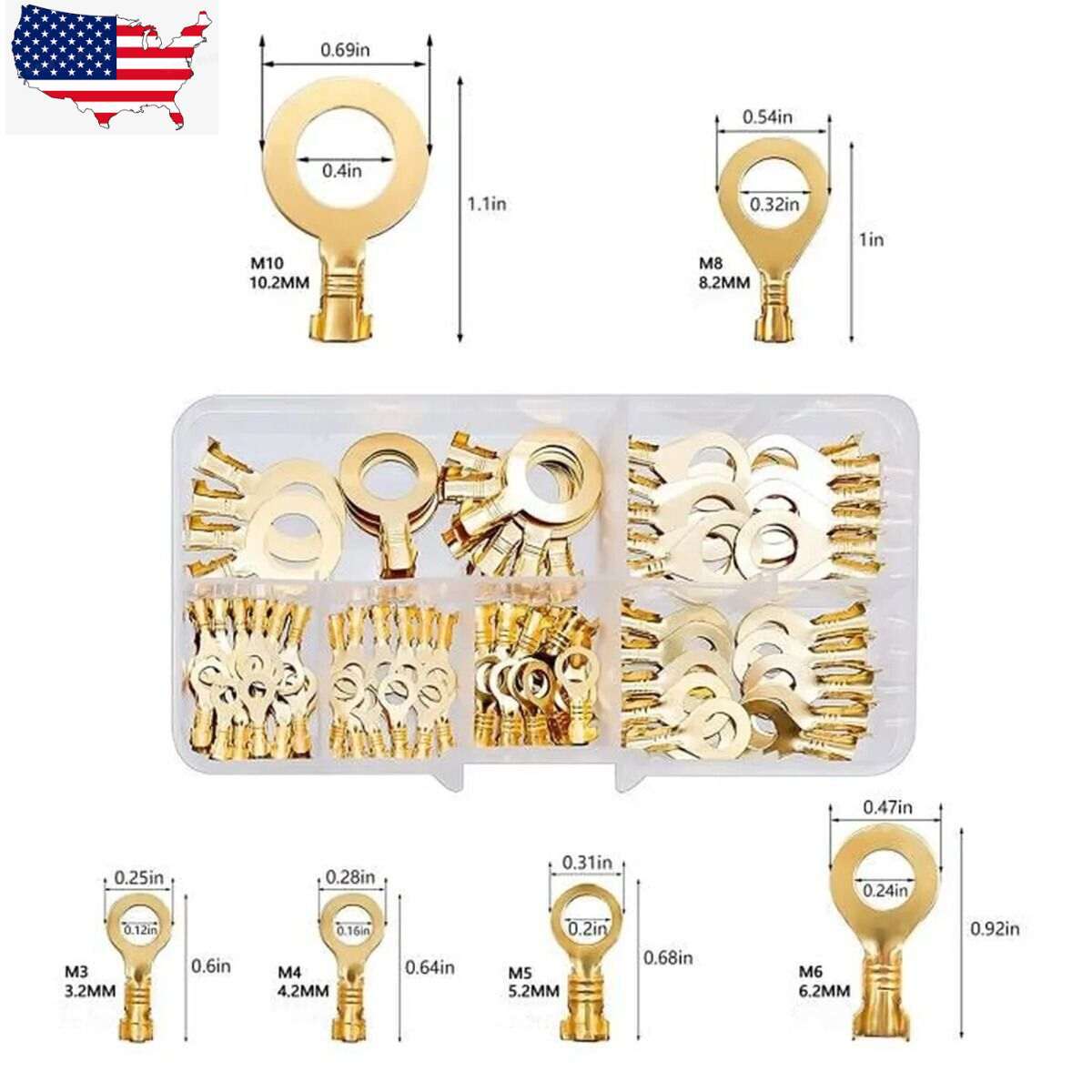 150/540pcs Ring Type Cable Bare Terminals Crimp Non-insulated Wire Connectors