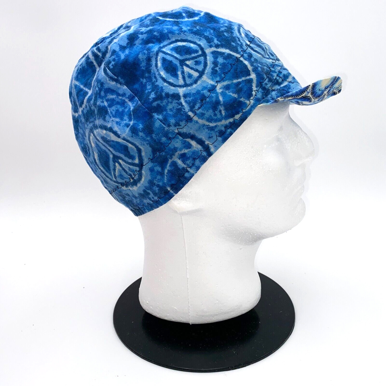 Cycling Hat Unisex Blue Peace Sign Vintage Cotton Cycle Cap