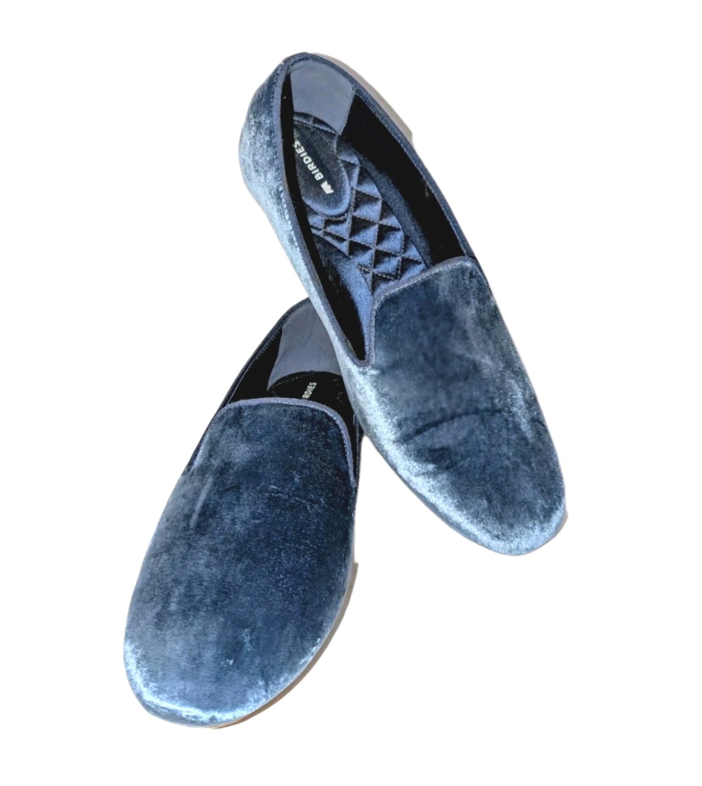 Birdies The Starling Blue Velvet Shoes Flats Loafers Slip On Womens 9 NICE Read!