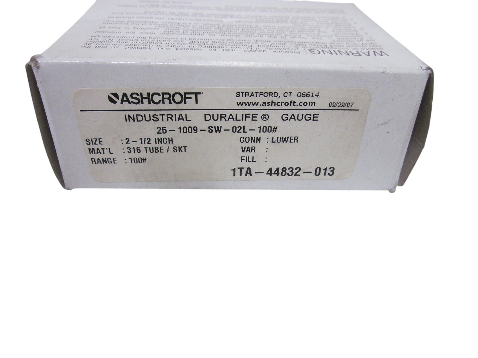 ASHCROFT 251009SW02L-100# NSMP