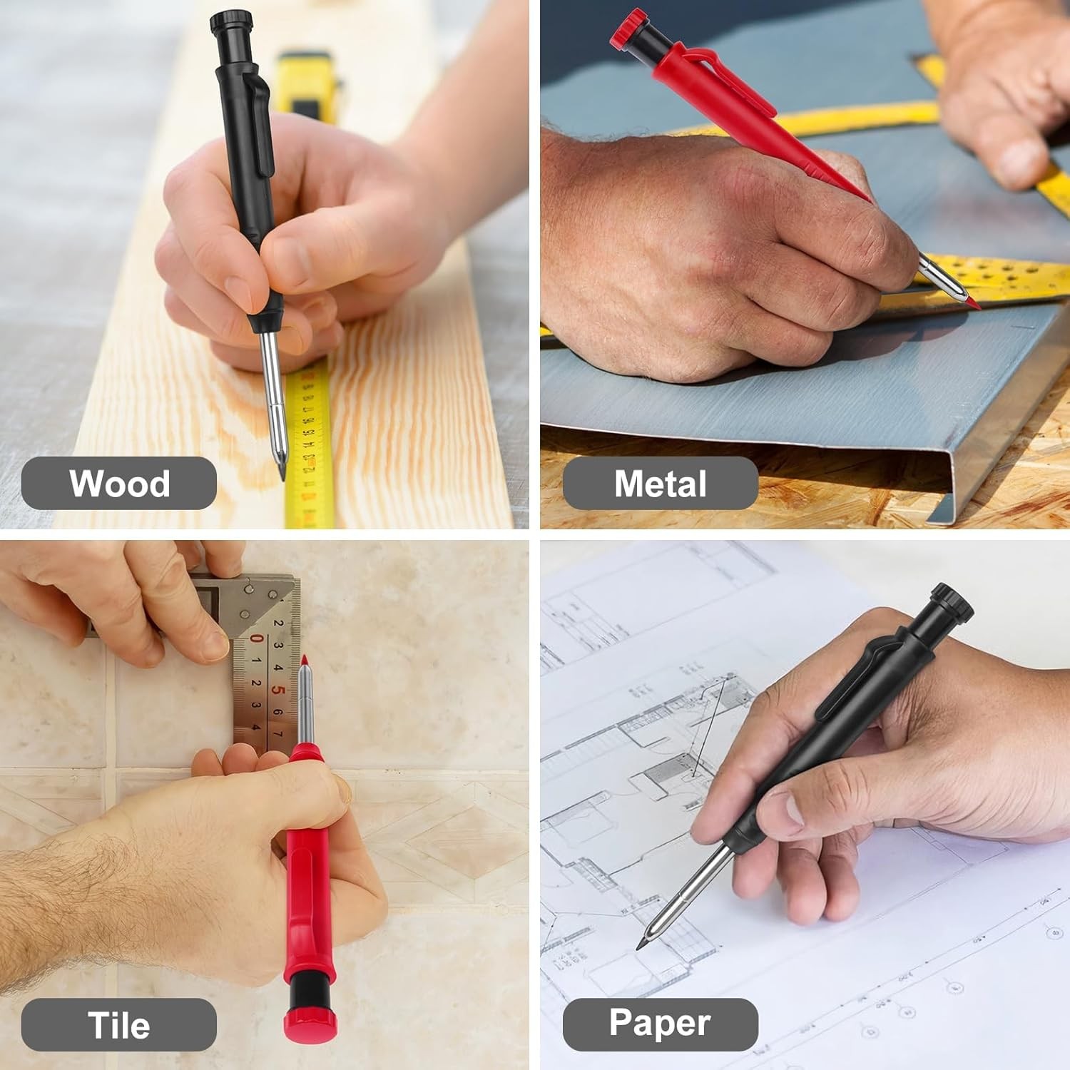 2 Pack Carpenter Construction Pencils Mechanical Pencils with 12 Refills,.