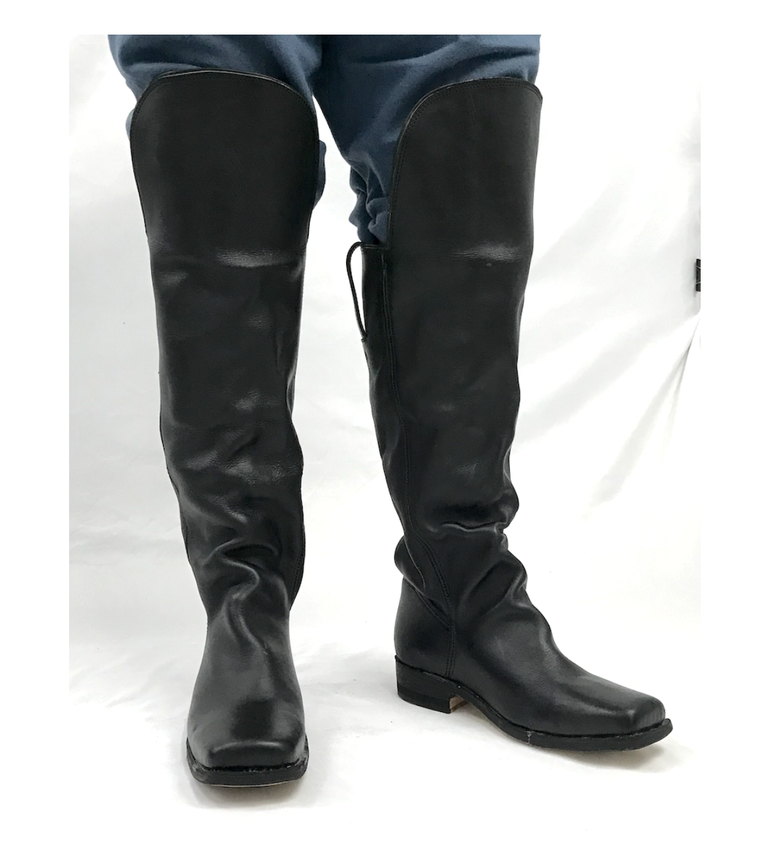 Black Leather Boots with Knee Flap - Historical Reenactment, Civil War - Size 6