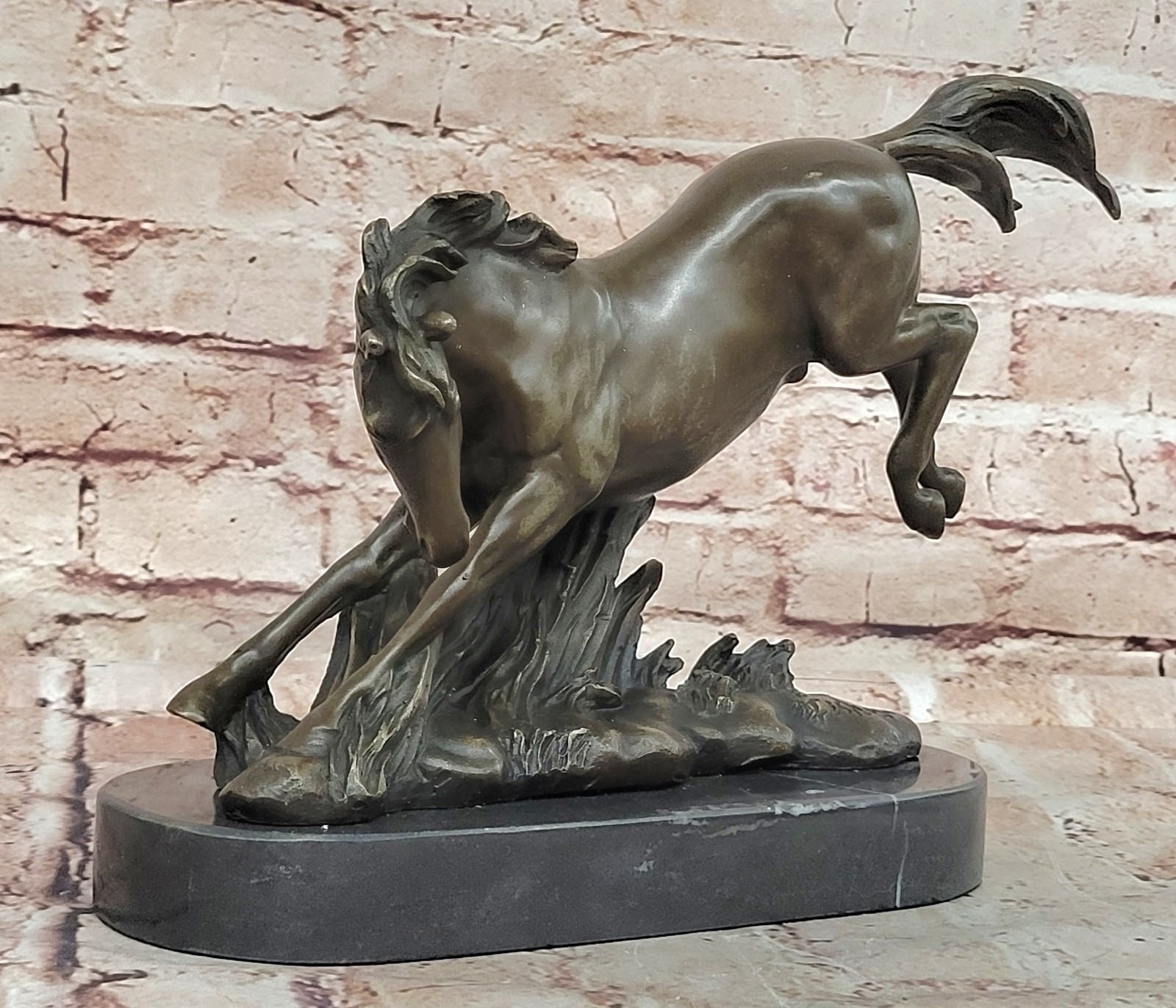 Intricate Detailing: Fisher`s Signed Original Bronze Horse Sculpture Figure