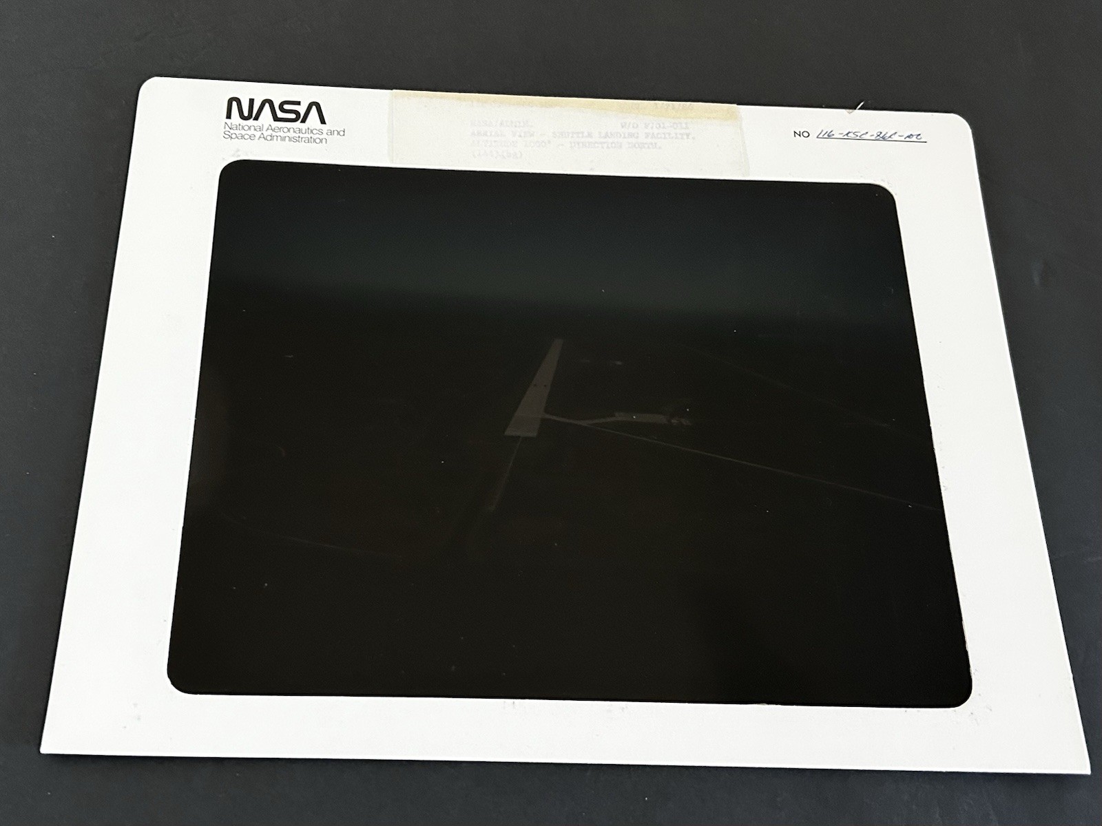 1986 NASA KSC Shuttle Aerial View Landing Facility Presentation Transparency