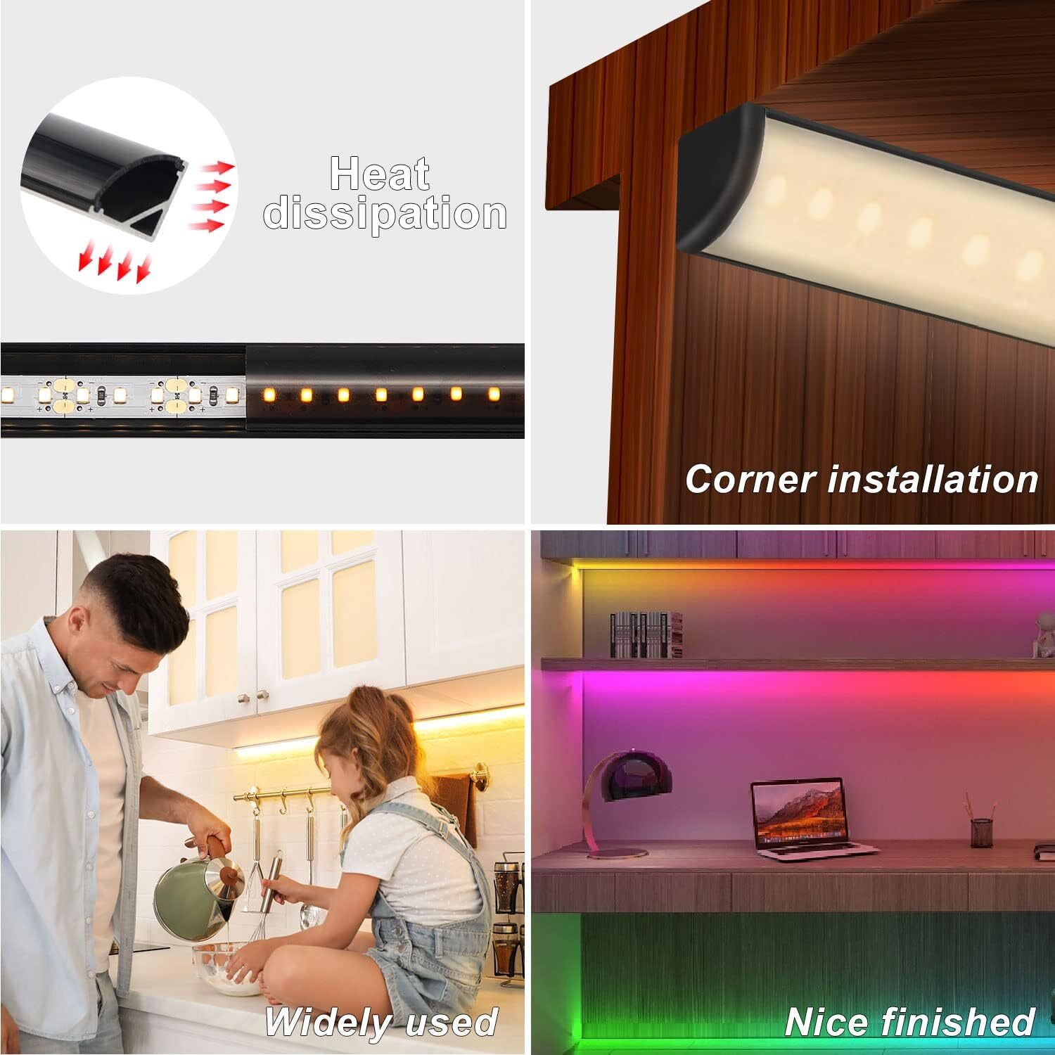 V Shape Black LED Diffuser Channel System Aluminum Profile for LED Strip + Cover