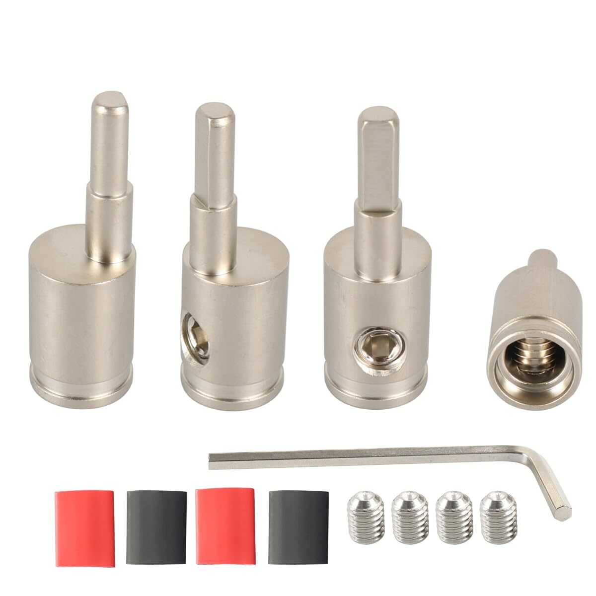 Wire Reducer 4 to 8 Gauge 4 Pack Amp Input Power Ground Adapter Brass Shrink