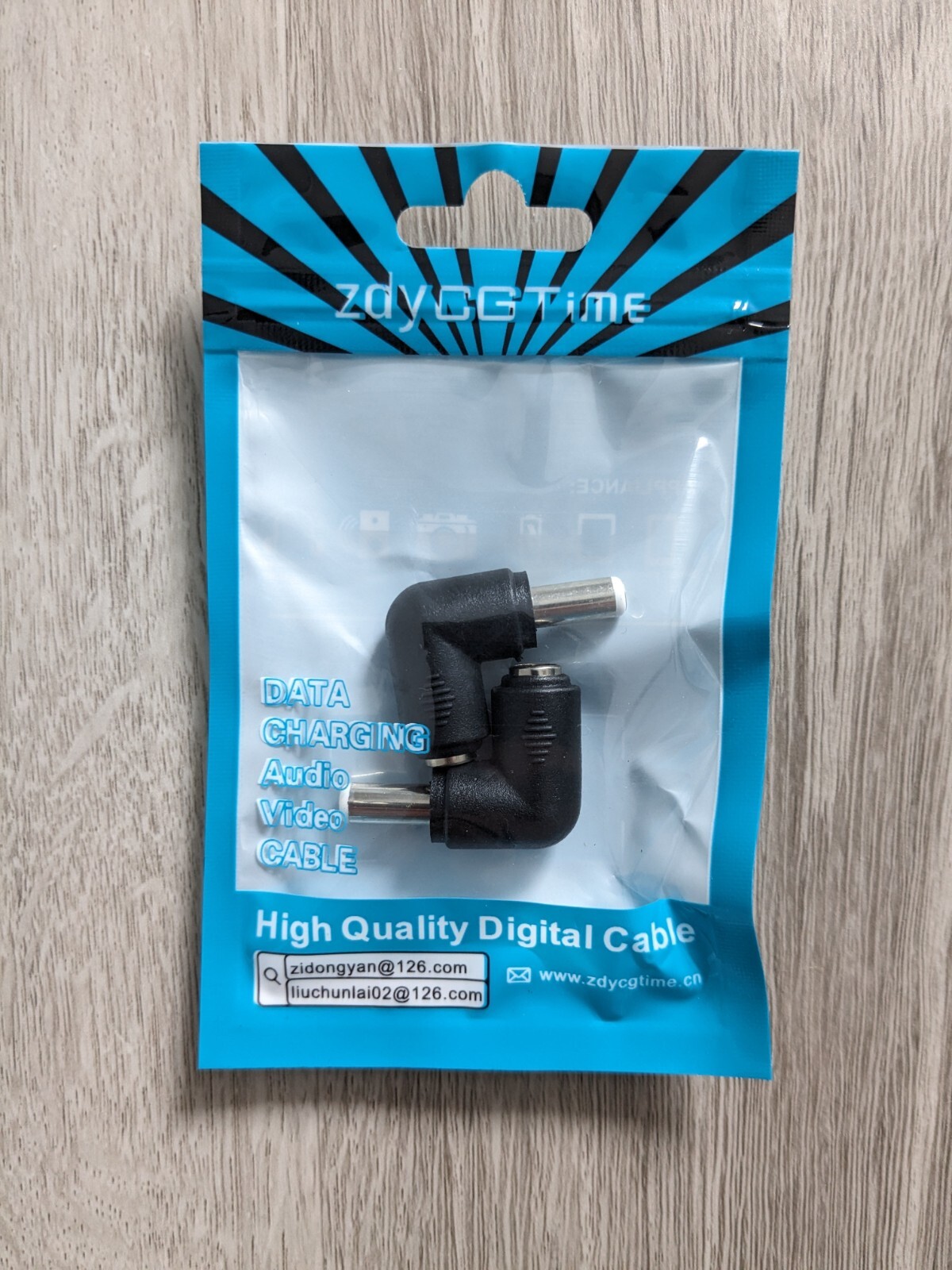 DC 5.5x2.5mm Male 90 Degree Angle to DC5.5x2.1mm Female Adapter
