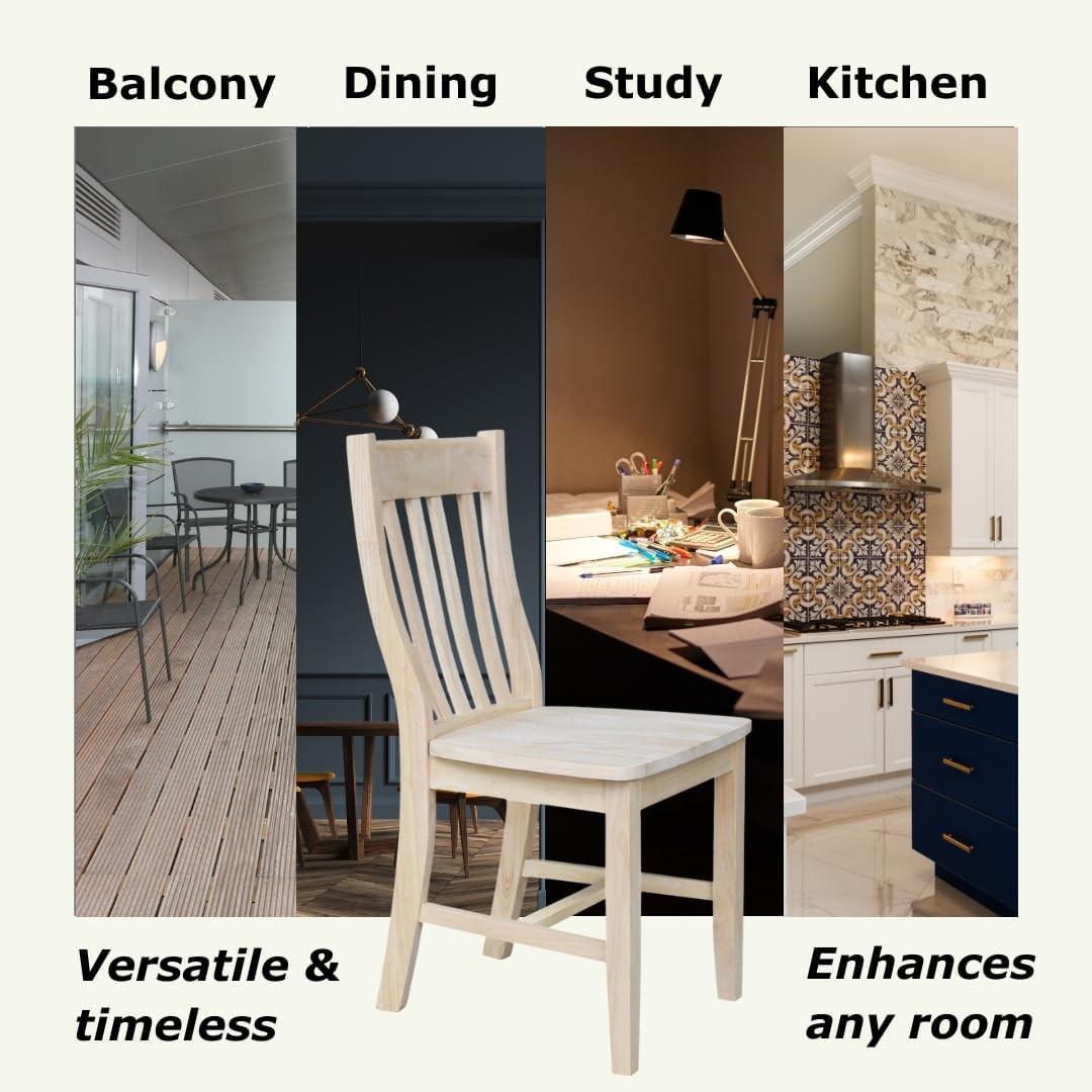 International Concepts Cafe Dining Chairs Solid Parawood Bistro Style Unfinished